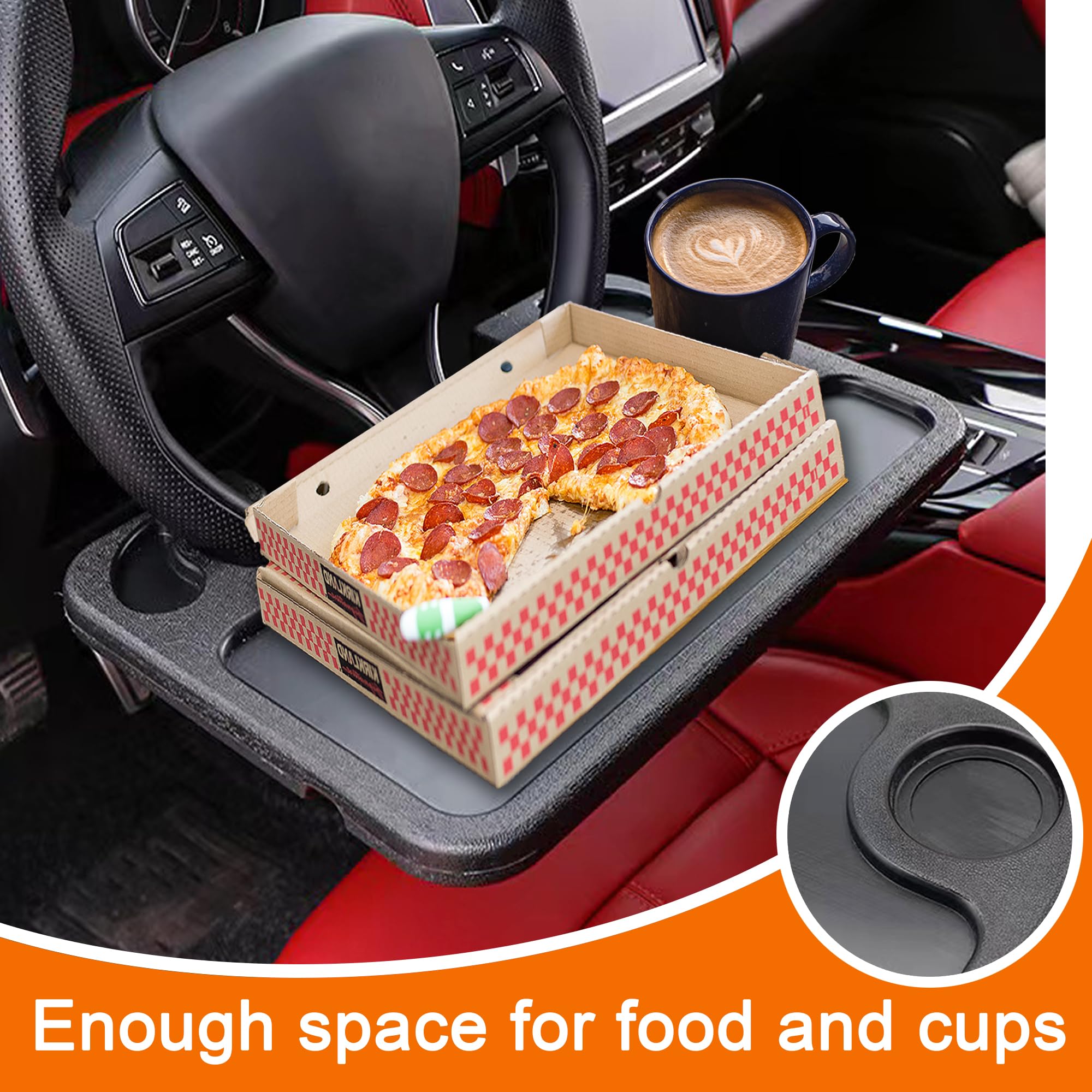 ZPCO Car Steering Wheel Desk | Food Table for Vehicles | Tray for Constant Travelers With Cleaning Towel (0-Black)