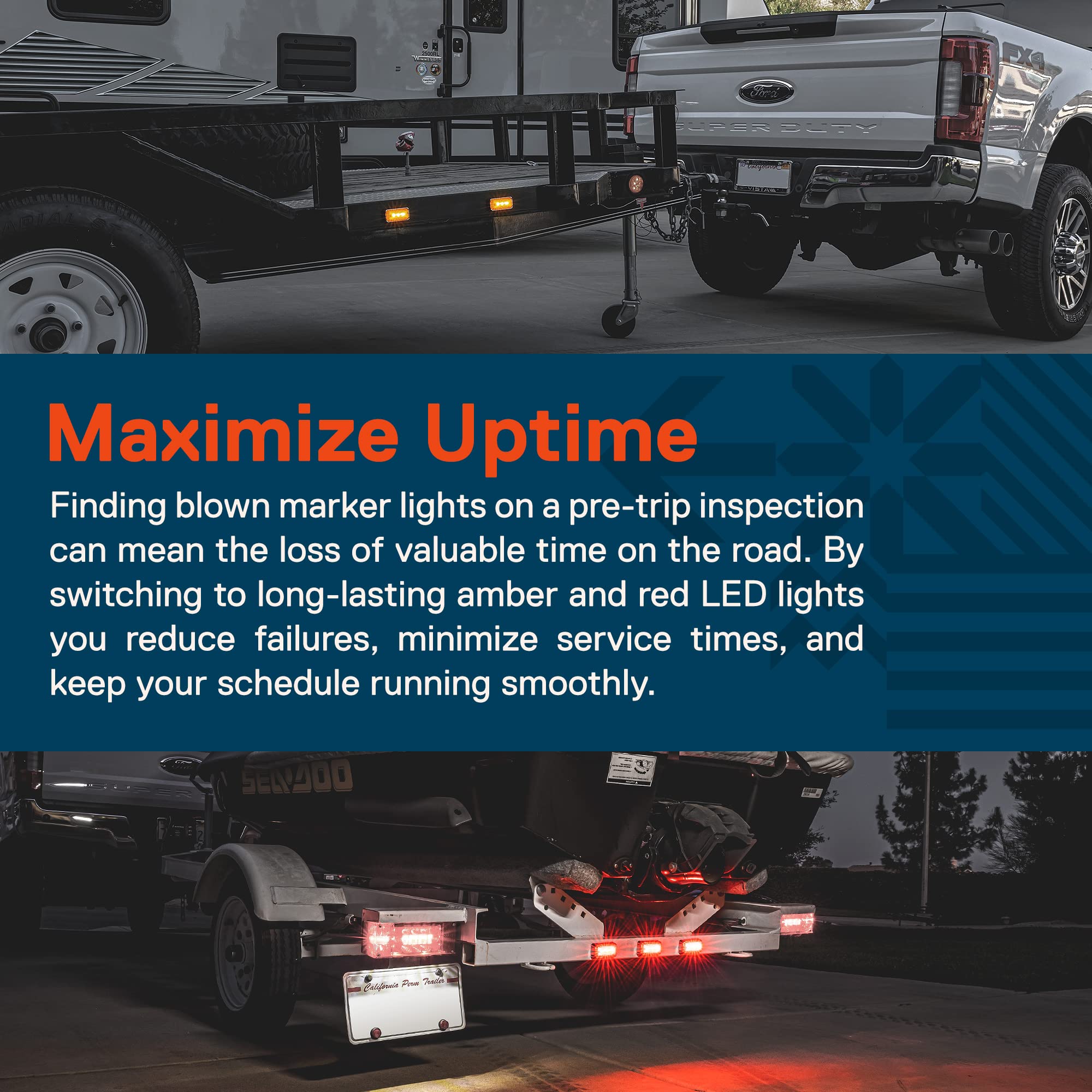 TRUE MODS 8pc 2.5' 2.5' Red LED Trailer Marker Light w/Chrome Bezel [DOT FMVSS 108] [SAE P2PC] [Surface Mount] [Waterproof IP67] Side Marker Lights for Trailer Truck