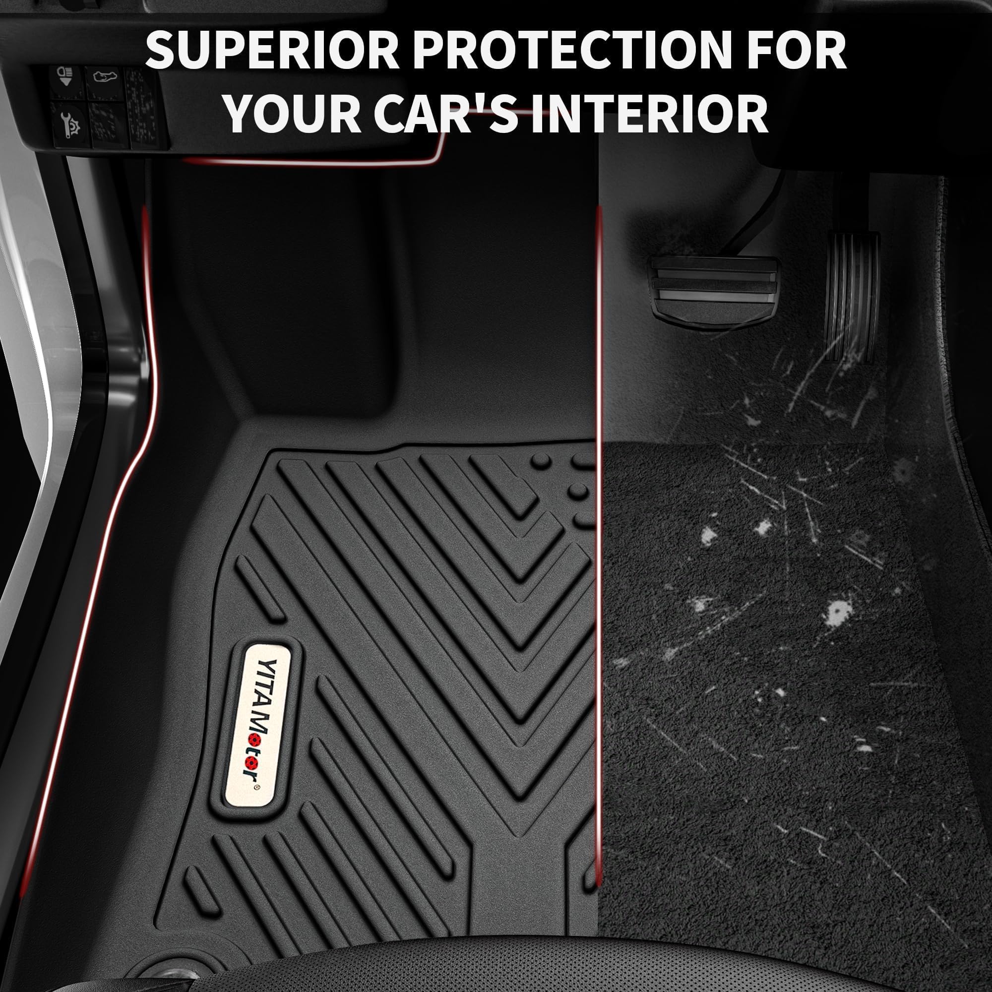 Yitamotor Floor Mats Compatible With 2015-2025 Ford F-150 Super Crew Cab With 1St Row Bench Seats, 1St & 2Nd Row All Weather Pro
