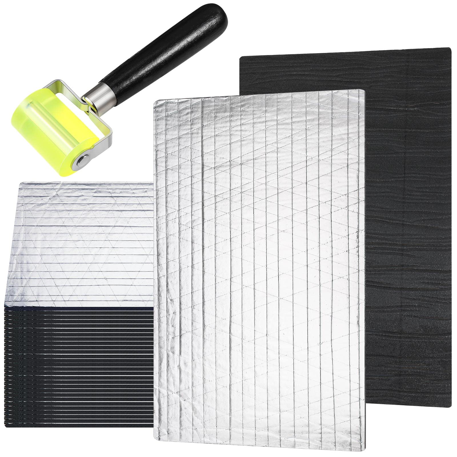 Tallew 61 Pcs 196 Mil Car Sound Deadening Mat Sound Deadener Automotive Audio Noise Insulation Dampening Insulation Mat With Rub