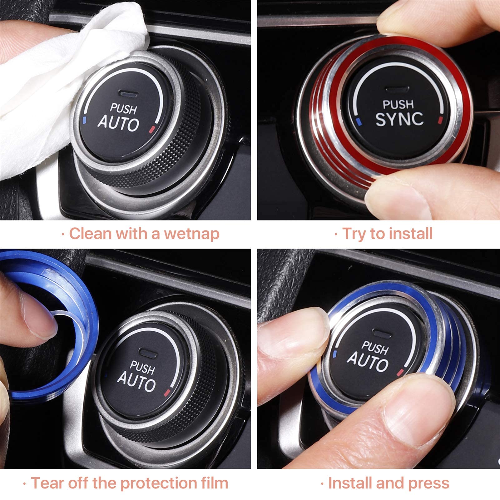 5 Pcs For Honda Civic 2016 2017 2018 2019 2020 2021 Climate Control A-Pillar Door Speaker Engine Start Stop Push To Start Button
