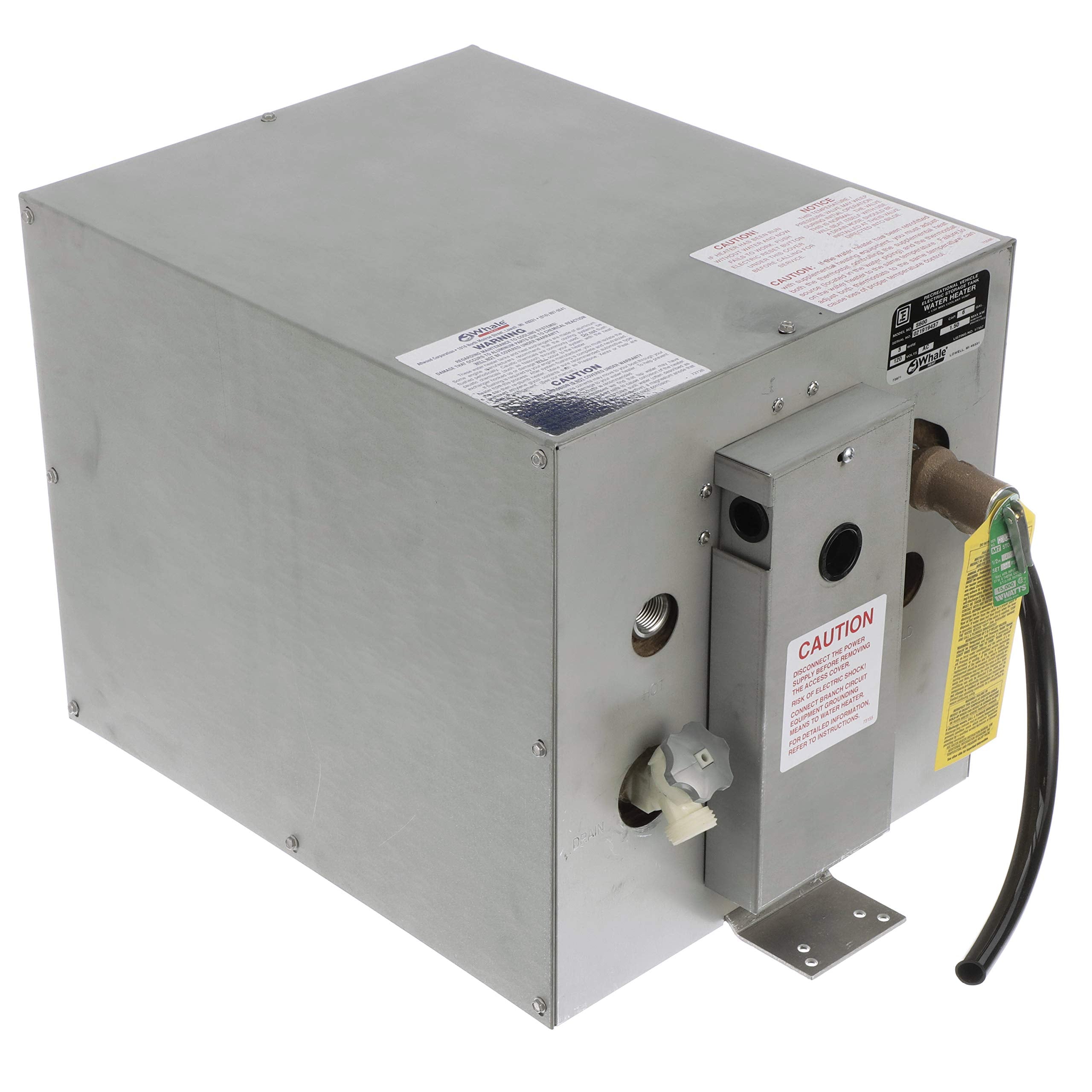 Whale S600 Water Heater, 6-Gallon Capacity, 120V, Rear Heat Exchanger, 13 Inches W X 19 Inches D X 13 Inches H