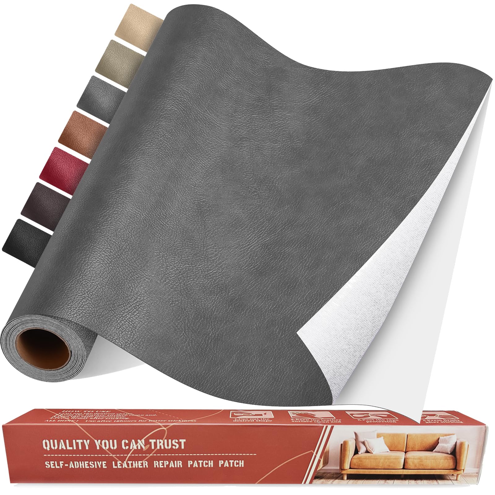 Yikda Self Adhesive Leather Repair Patch Kit, 31.3 In X 16 In Large Vinyl Leather Repair Tape For Furniture, Car Seat, Couch, So