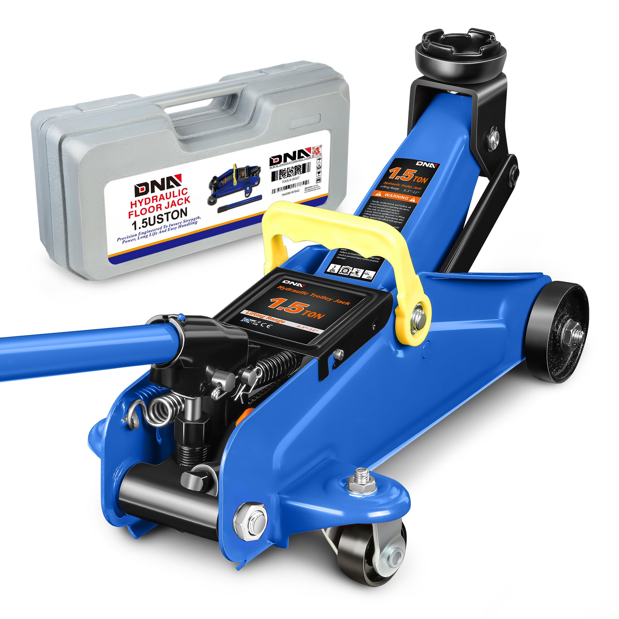 DNA Motoring 3 Ton Low Profile Floor Jack, 3 tons (6000 lbs) Capacity Fast Lift Hydraulic Trolley Service/Floor Jack, 7.7 -21 Li