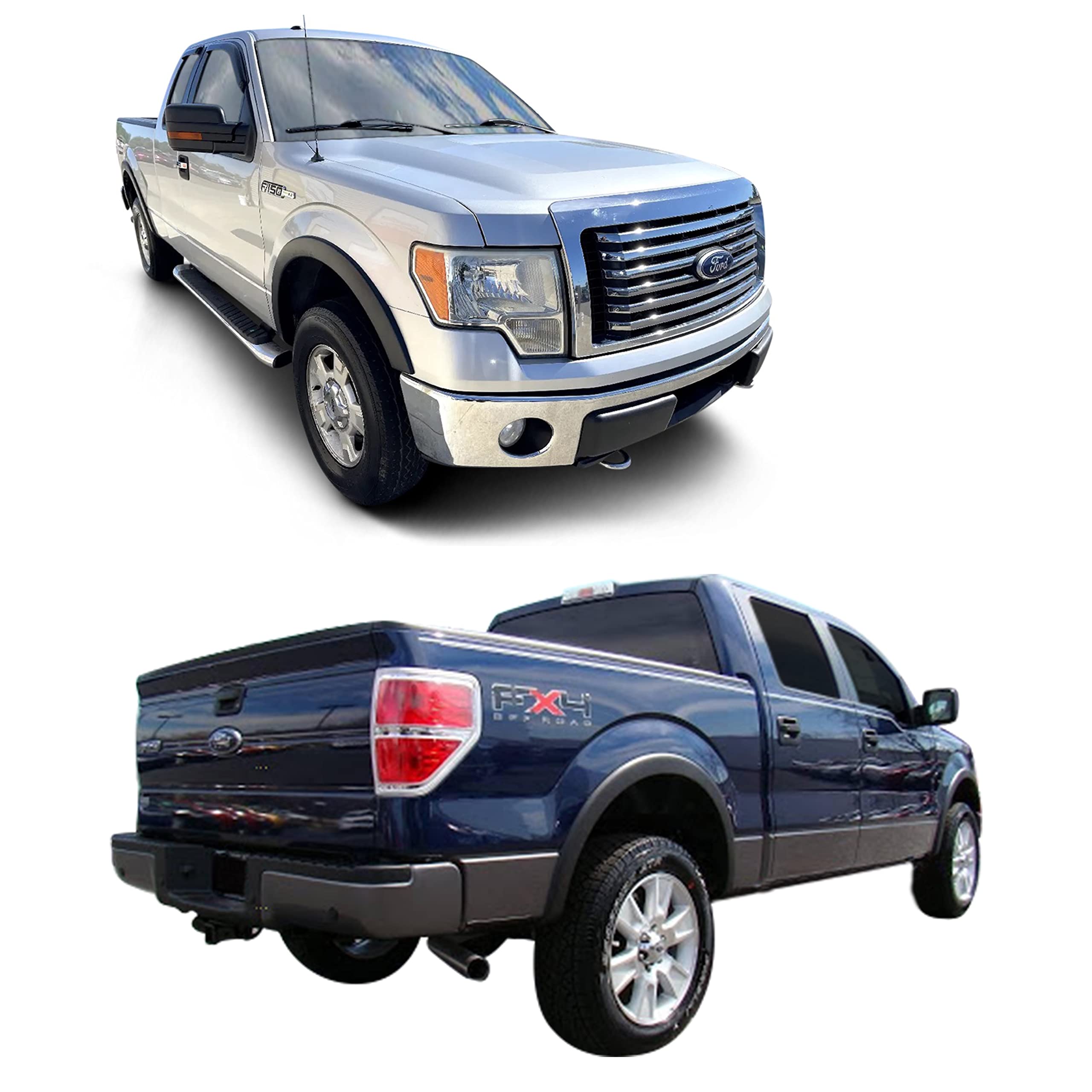 Monkey Autosports Ford F150 Fender Flares Set of 4, Black, OE Design, Durable Acrylonitrile Butadiene Styrene Material