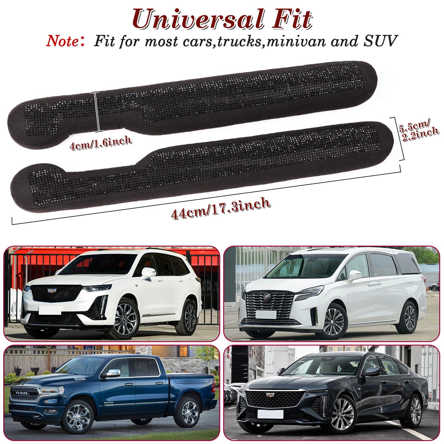 Tobequeen Car Seat Gap Filler Black, Bling Car Accessories For Women Universal Fit For Car Truck Suv, 2 Pack Handmade Crystal Rh