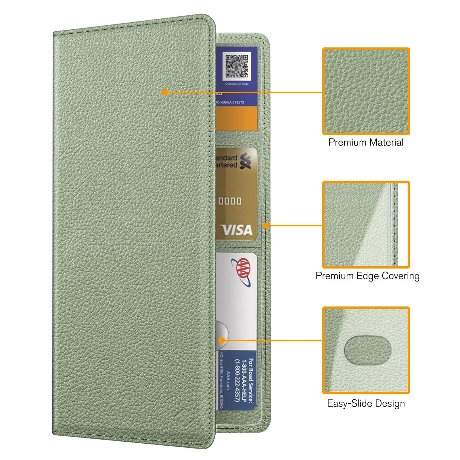 Finpac Car Registration And Insurance Card Holder, Vehicle Glove Box Card Organizer Wallet, Automobile Accessories For Documents, License, Sage Green