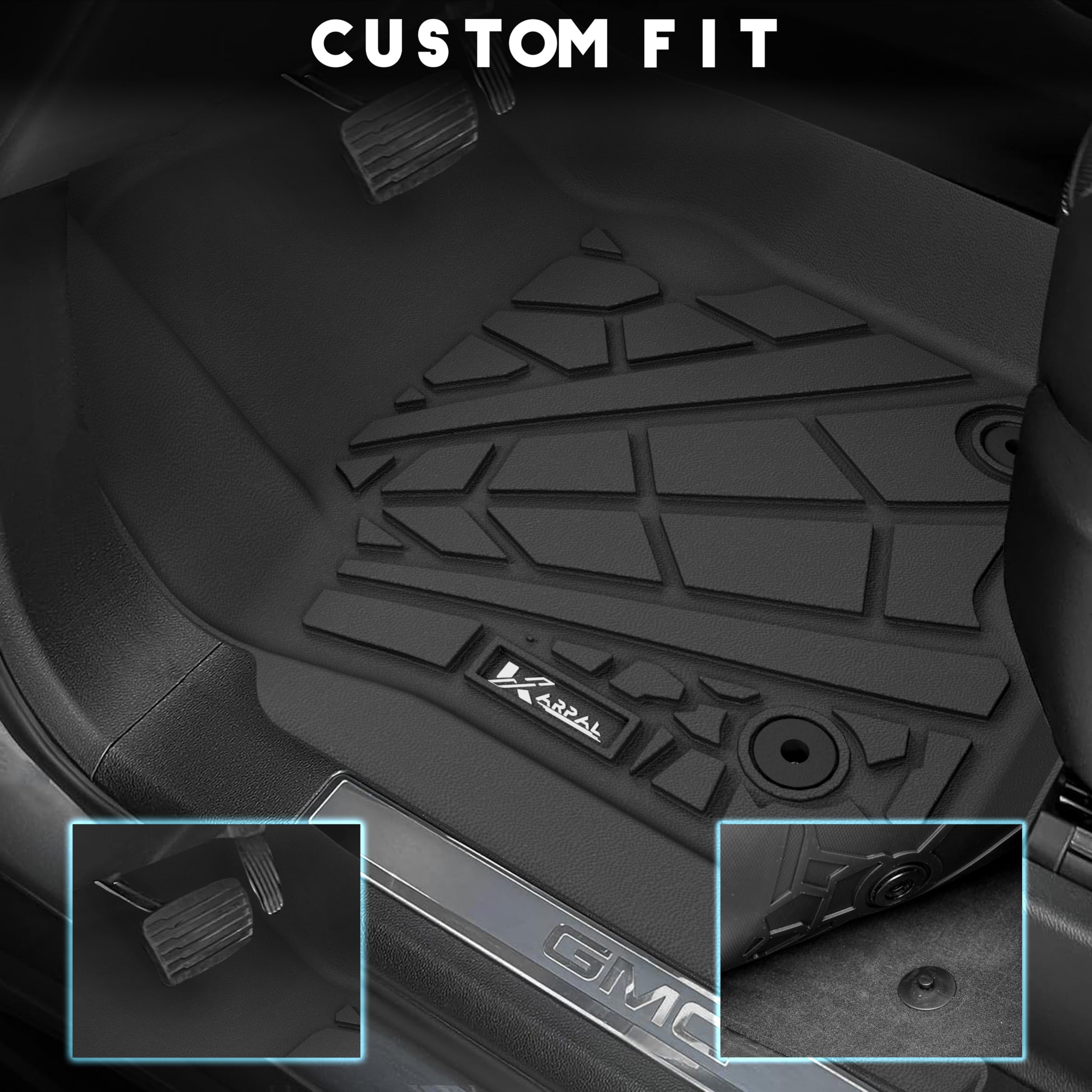 Karpal Floor Mat & Cargo Mat Fit For 2021-2024 Chevrolet Tahoe (Only Fit 8 Seats)/Gmc Yukon (Not Fit Xl),Tpe Rubber All Weather