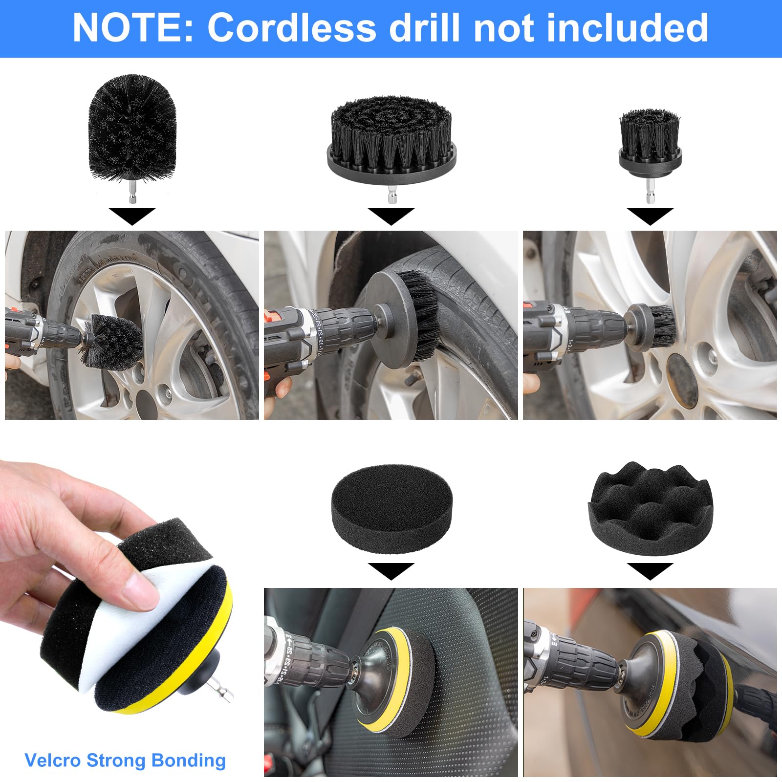 Autodeco 43Pcs Car Wash Detailing Kit Cleaning Kits With Foam Gun Sprayer Long Handle Mop Car Vacuum Drill Brush Large Wash Mitt