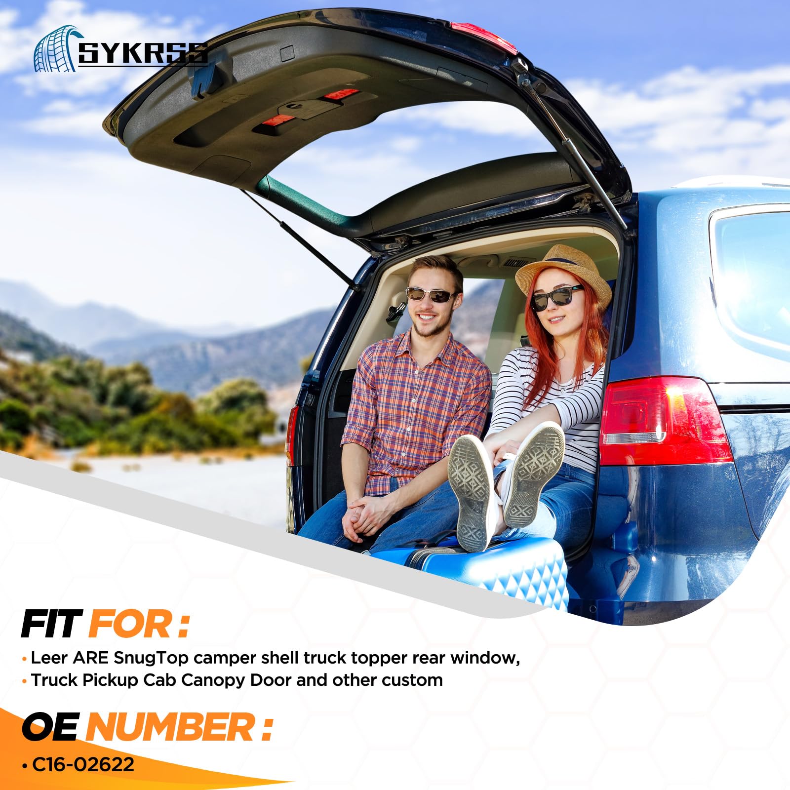 SYKRSS C16-02622 17 '' Gas Strut 17 inch 28Lbs/125N Struts Shock Lift Support Gas Spring for Leer ARE SnugTop Camper Shell Truck