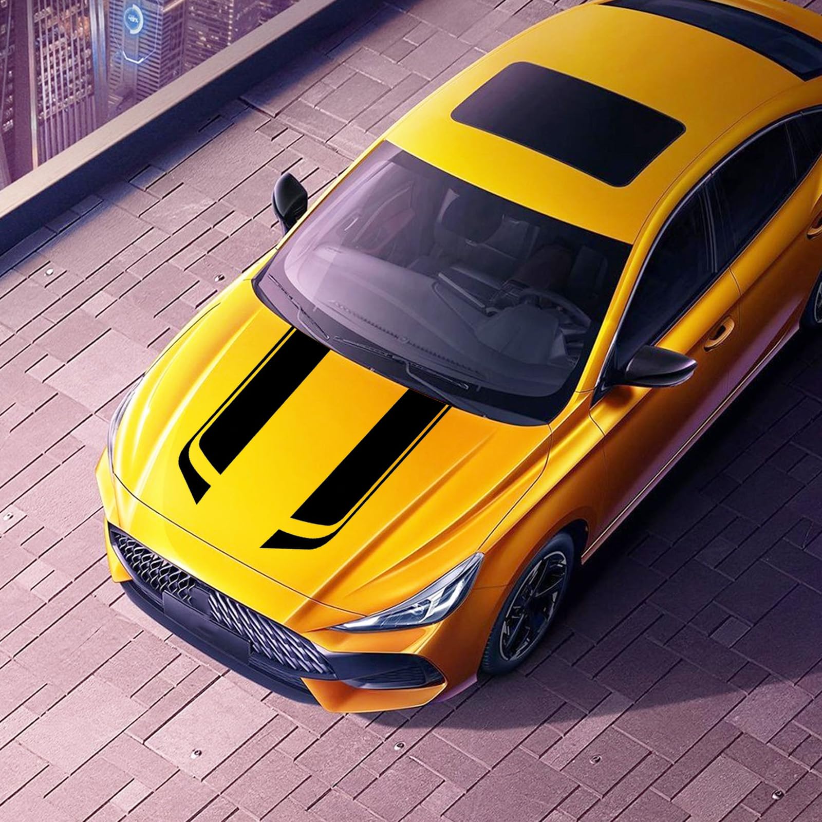 Lanzmyan Car Hood Decal Sticker Dbs002 Universal Hood Racing Body Side Vinyl Modified Stripe Exterior Decal Decoration Black