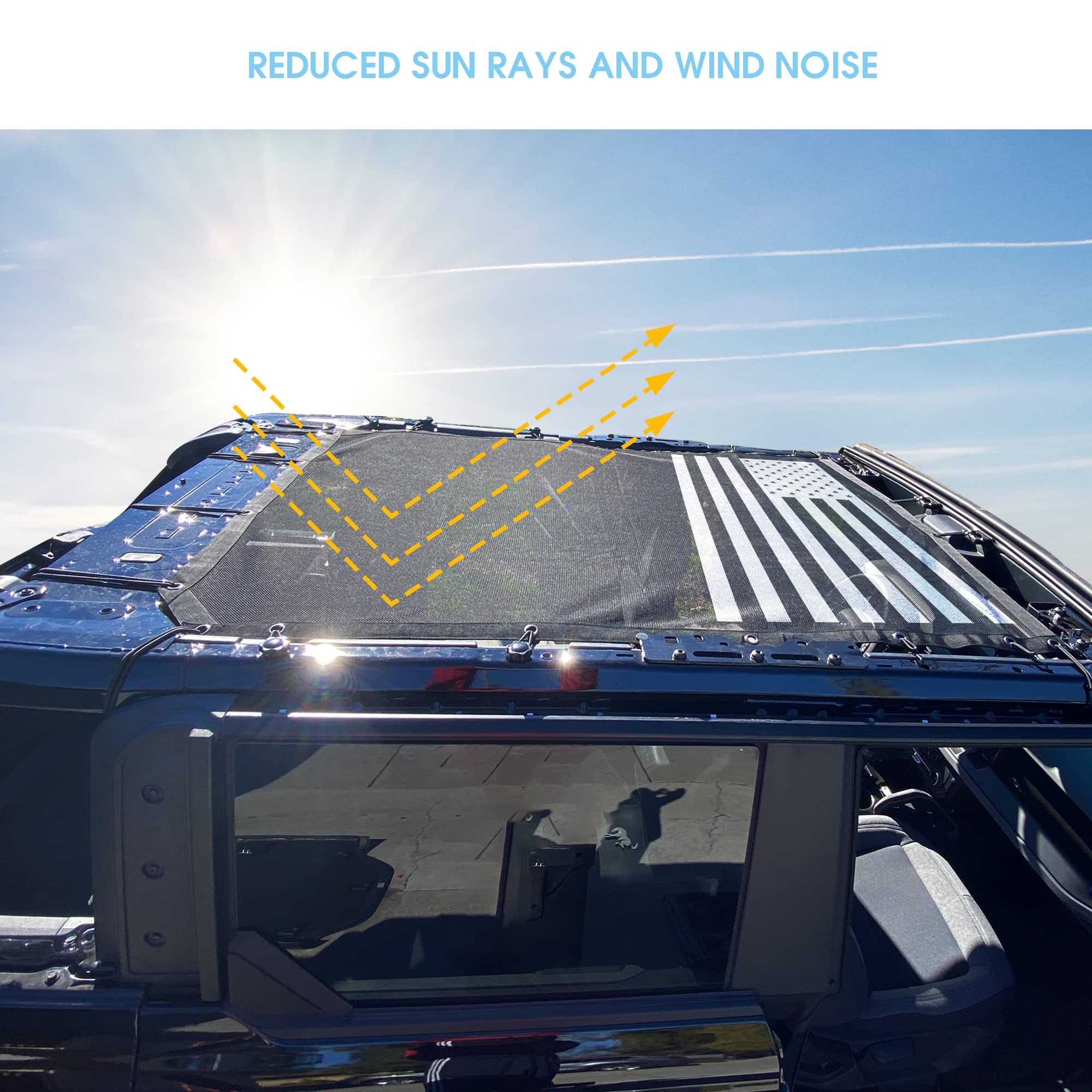 Sukemichi Sunshade for Ford Bronco,Mesh Sun Shade Bikini Top Cover Bimini Top for Ford Bronco Accessories 2021 2022 2023 2024 4