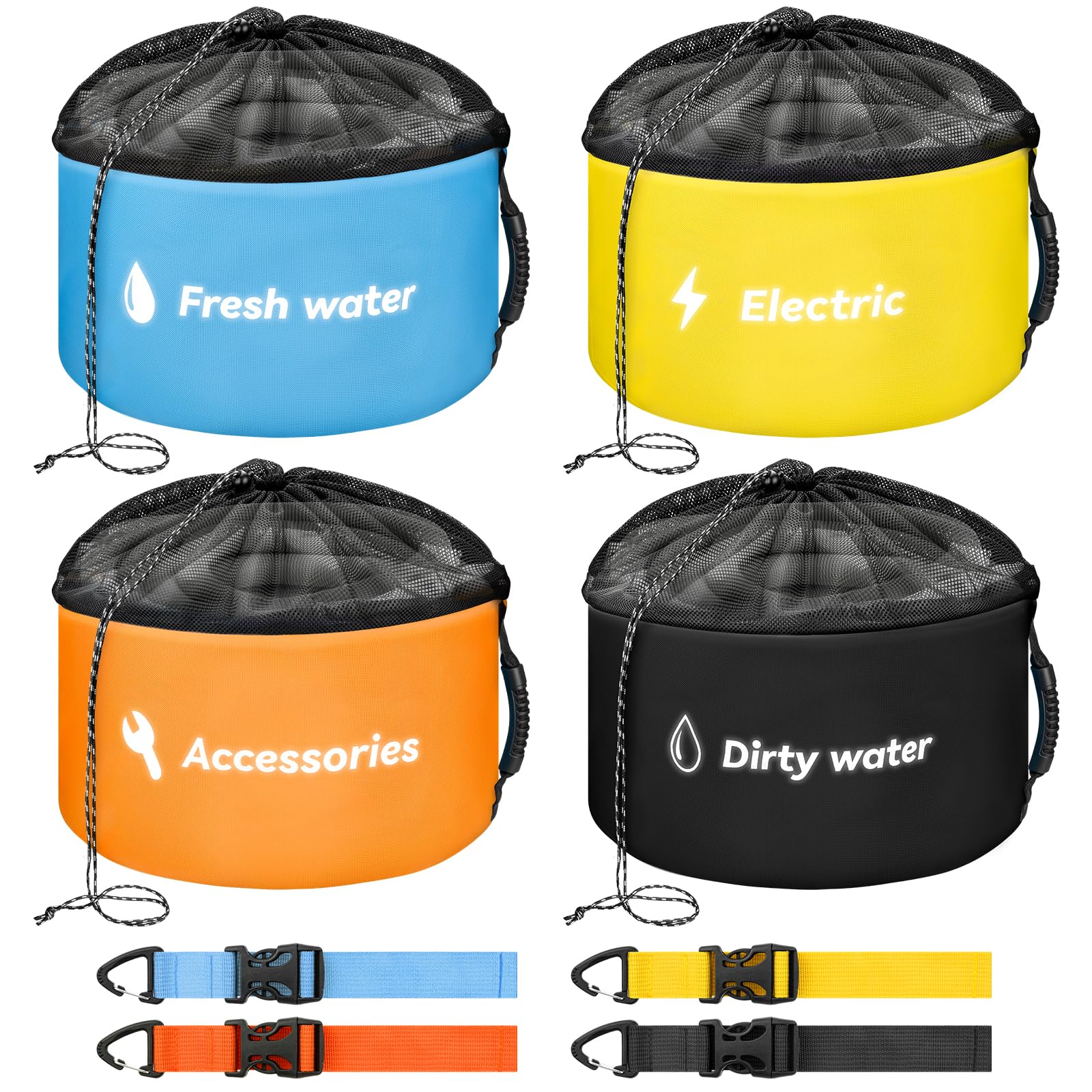 Tecreddy RV Hose Storage Bag, 4 Pack Heavy Duty Waterproof Camper Storage Bags for Sewer Hose, Fresh/Black Water Hoses, Electric