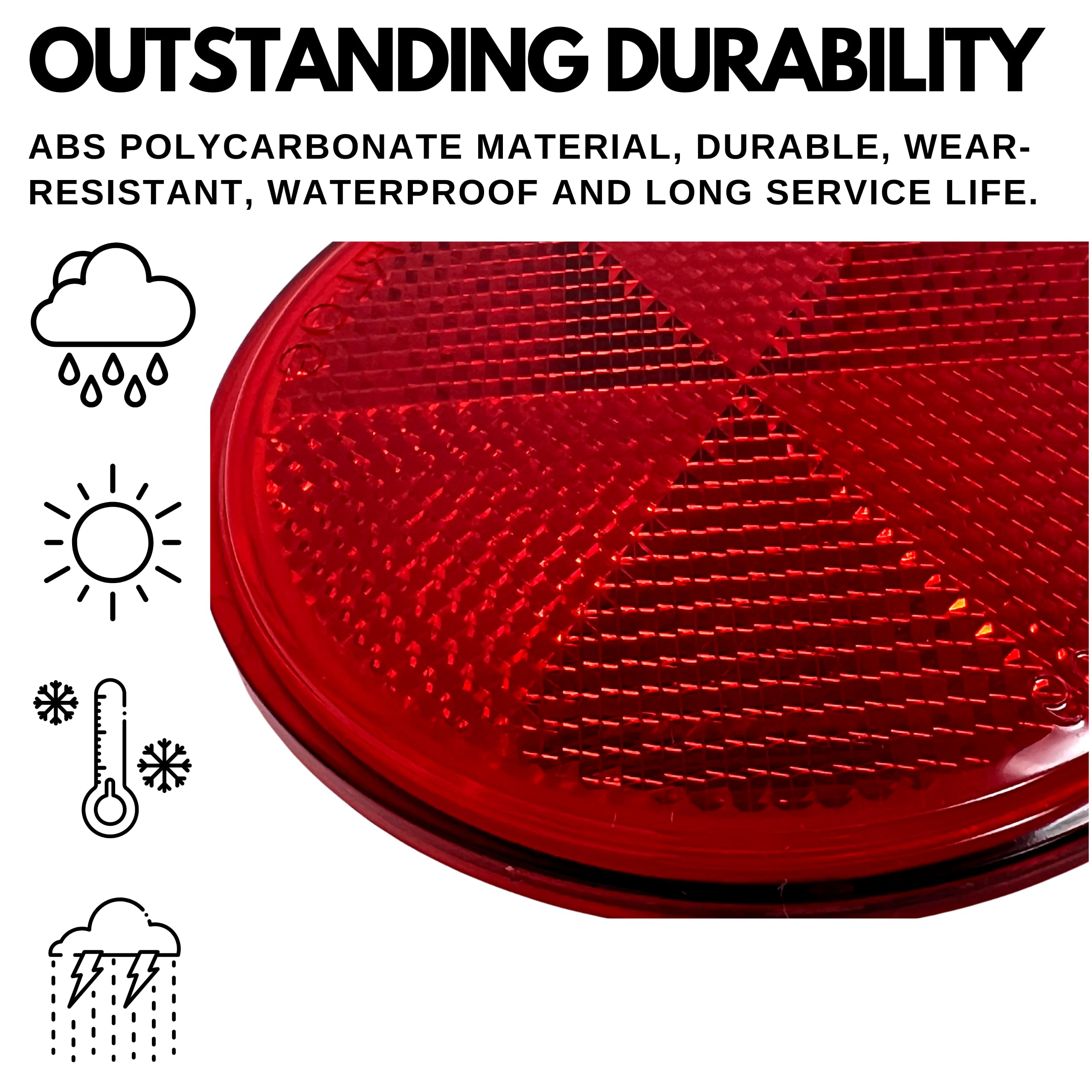 [All Star Truck Parts] Class A 3'' Round Reflector Strong Stick-On - Red/Amber For Trailers, Trucks, Automobiles, Mail Boxes, Bo