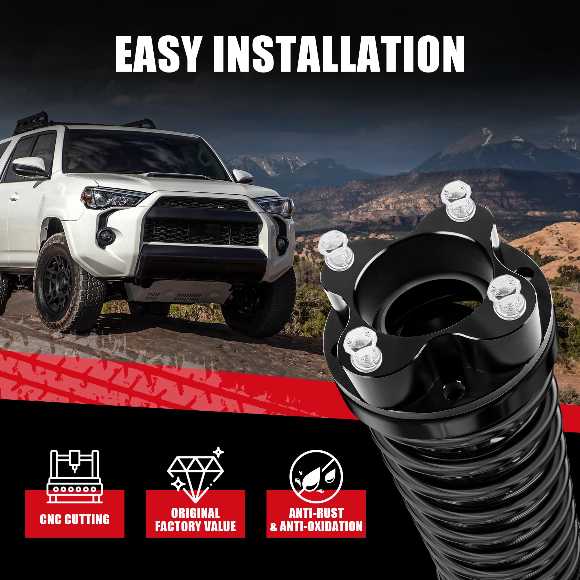 Flycle 2.5'' Leveling Lift Kit, 2.5'' Front Leveling Kit Forged Front Strut Spacers For 2024 Tacoma 4 Runner