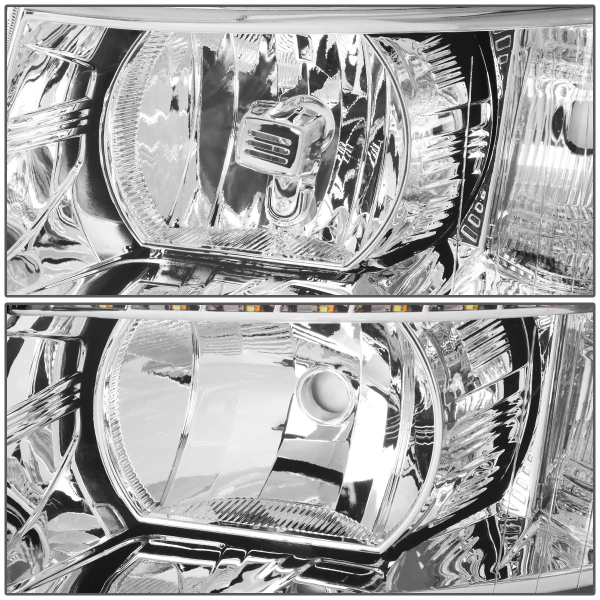 Dna Motoring Pair Led Drl Headlights Compatible With 07-13 Chevy Silverado 1500 07-14 Silverado 2500 3500 Hd, Chrome/Clear, Hl-L