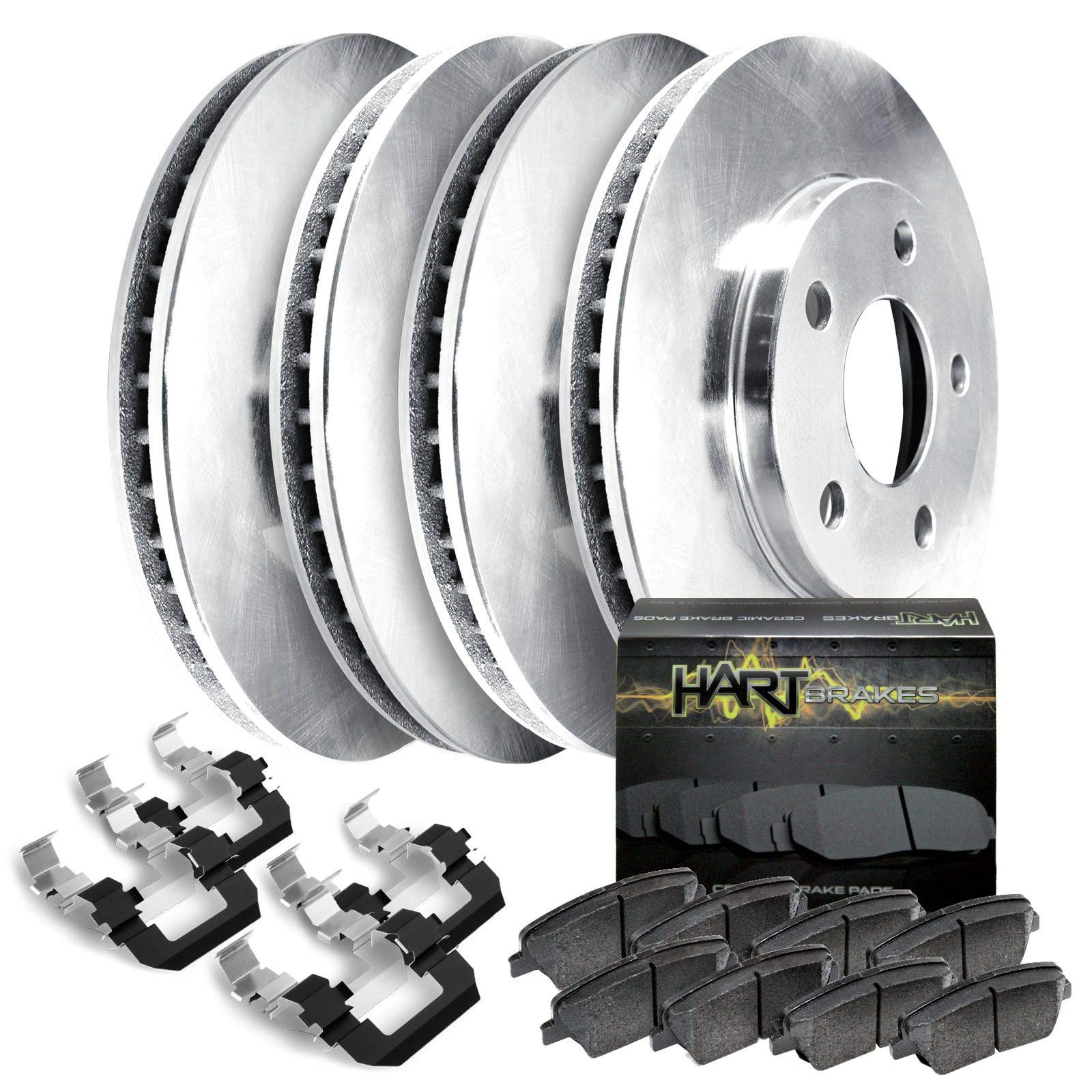 Hart Brakes Front And Rear Brakes And Rotors| Blank Front And Rear Ceramic Brake Pads And Rotors Kit| Fits 2006-2010 Lexus Is250