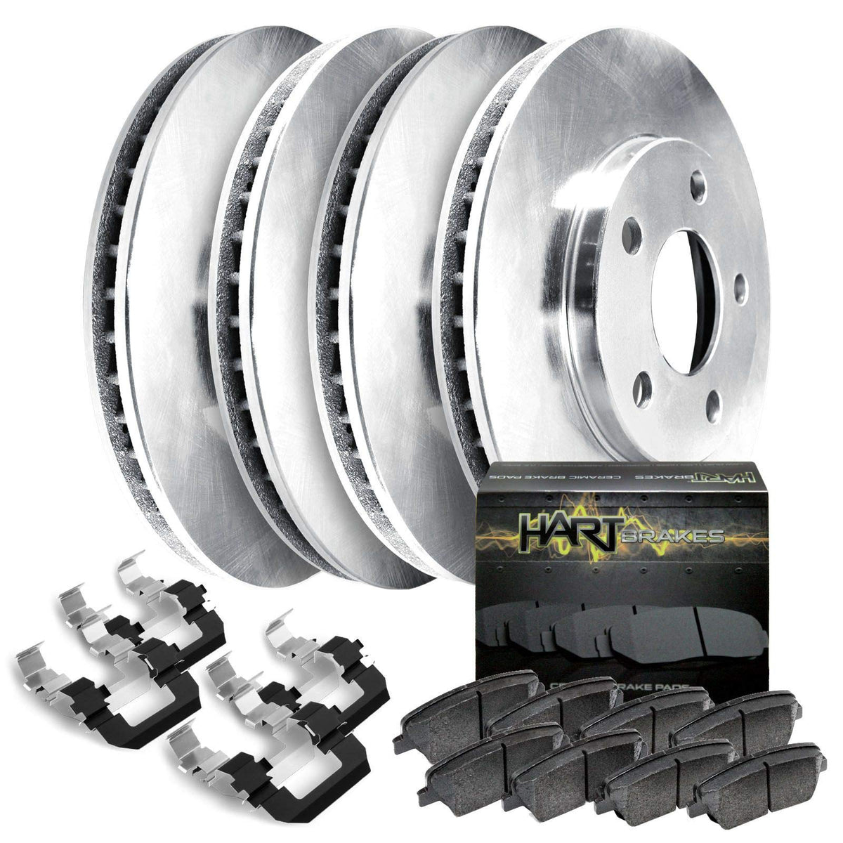 Hart Brakes Front And Rear Brakes And Rotors| Blank Front And Rear Ceramic Brake Pads And Rotors Kit| Fits 2006-2010 Lexus Is250