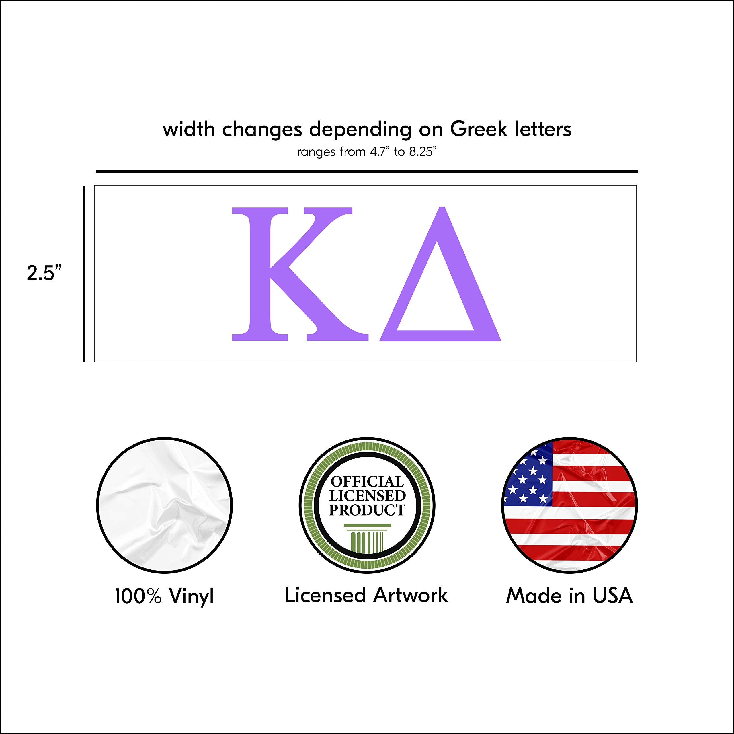 Pro-Graphx Kappa Delta Greek Sorority Sticker Decal, 2.5 Inches Tall, Lilac