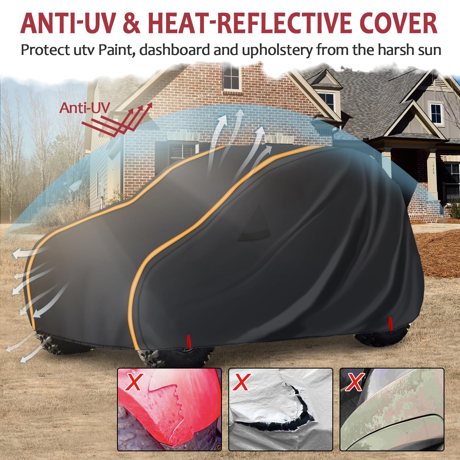 StarknightMT UTV Cover 2 Seater, Full Cover Compatible with Can Am Maverick X3 /Turbo / 900, Kawasaki, CFMOTO, RZR, Talon, SXS H