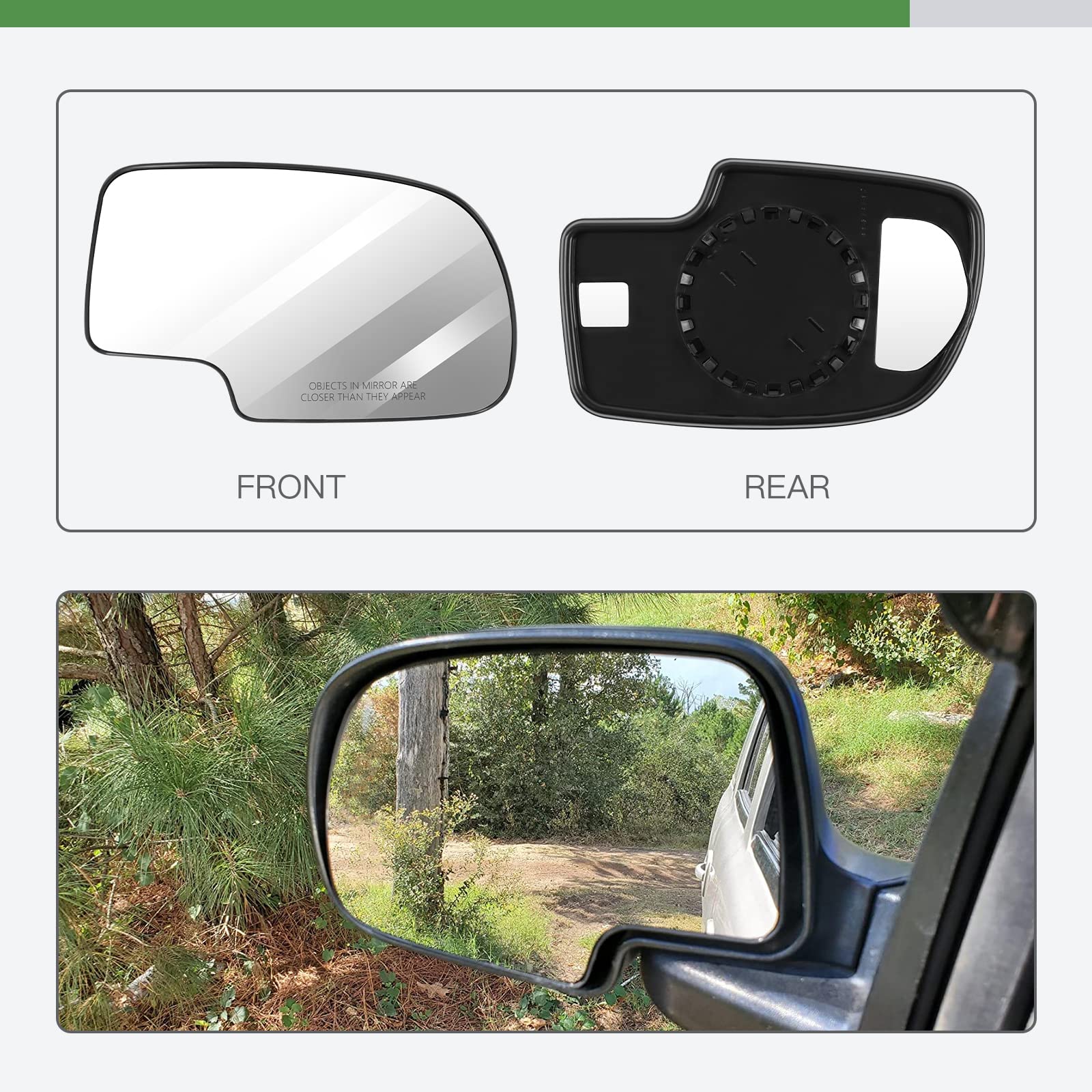 SCITOO Mirror Glass Replacement Passenger Side Fit for 1999-2003 for Chevy Silverado Pickup 2007 for Chevy Silverado Pickup 2000
