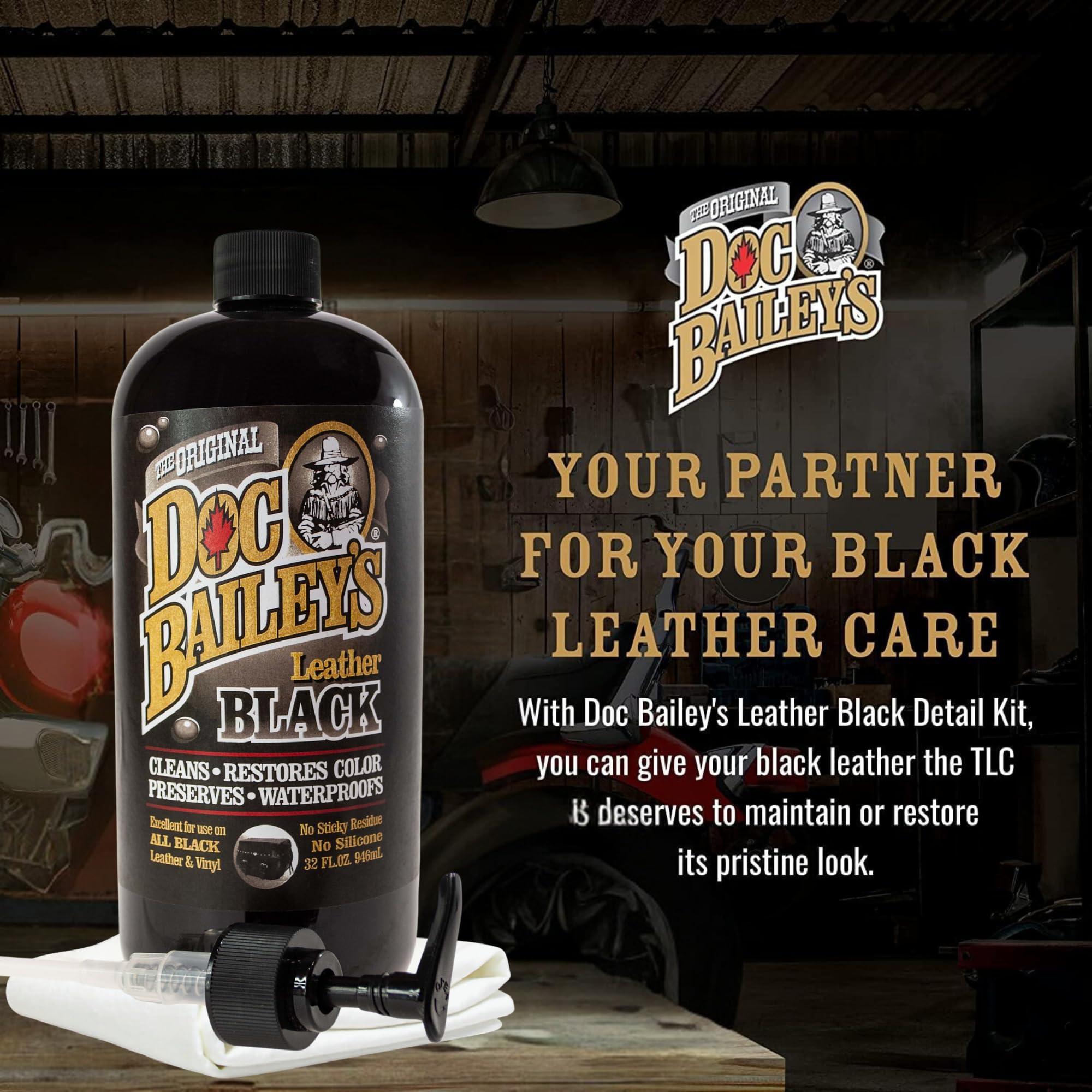 Doc Baileys Leather Black Care -Premium Quality All In One Leather Cleaner, Conditioner, Waterproofer & Protectant - For Your Ca