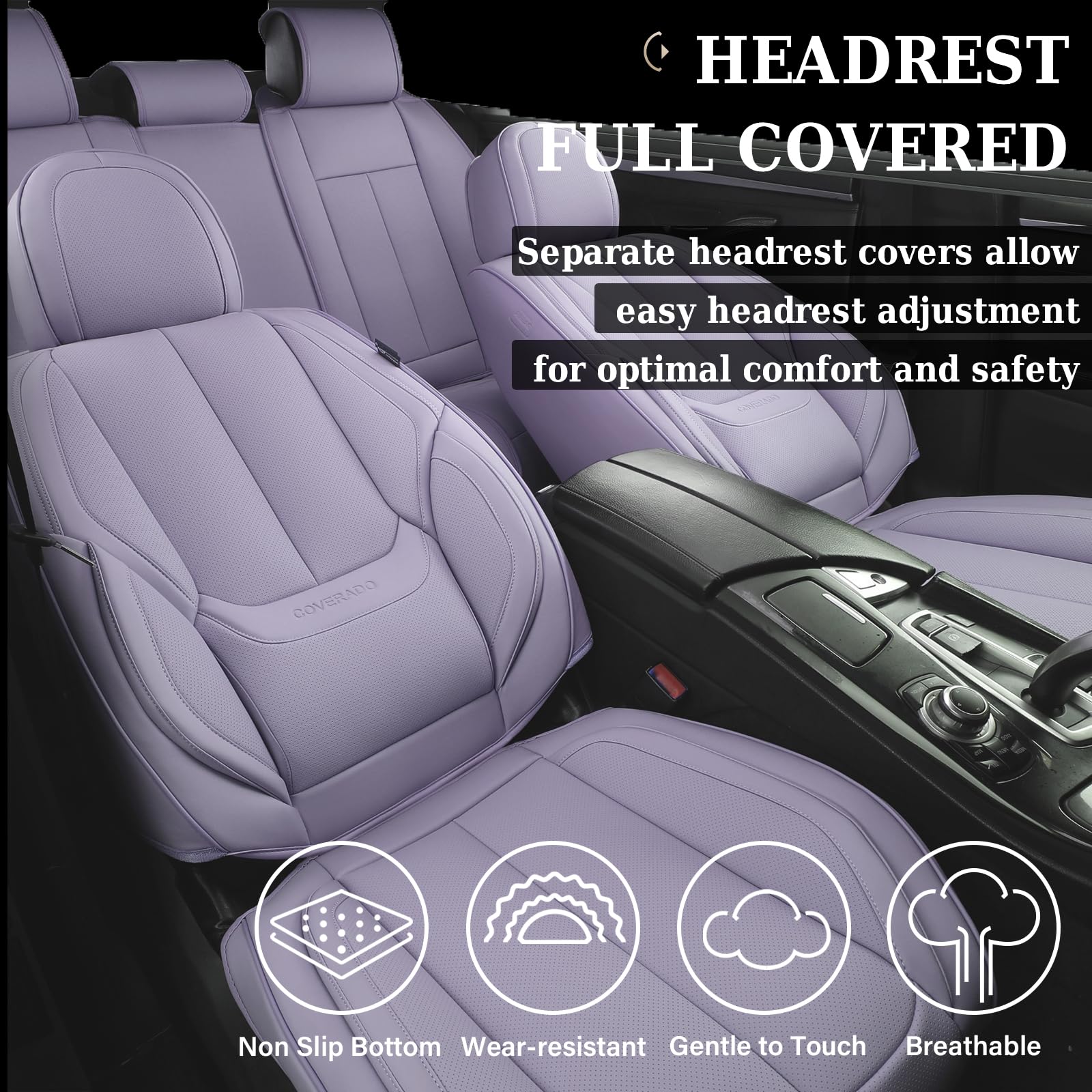 Coverado Car Seat Covers Full Set, Seat Covers For Cars, Car Seat Cover, Car Seat Protector Waterproof, Nappa Leather Car Seat C