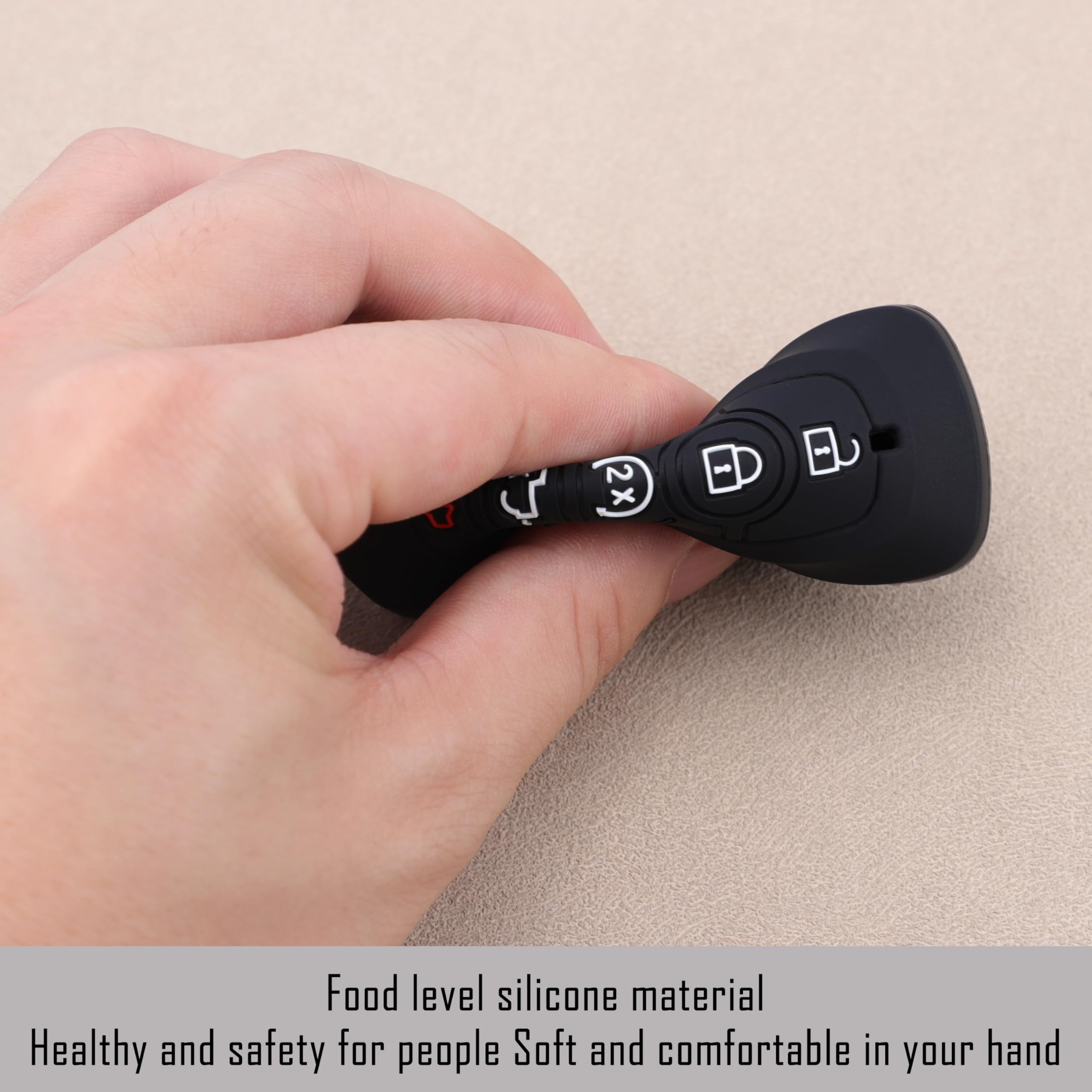 TANDRIVE Key Fob Cover for 2025 2024-2017 Ford F150 F250 F350 F450 F550 F650 F750, 5 Button, Silicone, 2-Pack, Black