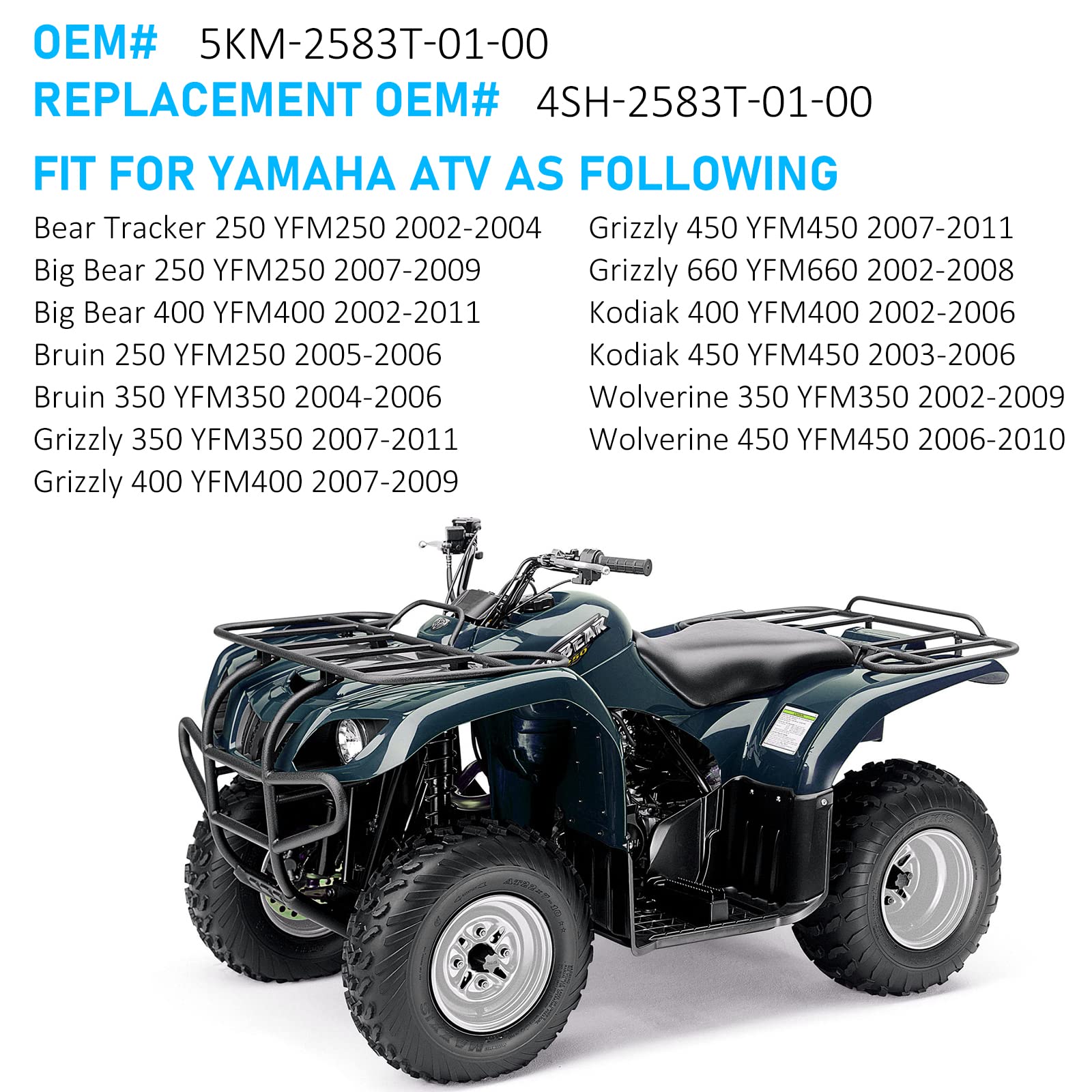 Front Right Brake Master Cylinder For Yamaha 2002-2011 Bear Tracker 250 Big Bear 250 400 Bruin 250 350 Grizzly 350 400 450 660 Kodiak 400 450 Wolverine 350 450 Yfm250 Ymf350 Yfm400 Yfm450 Yfm660