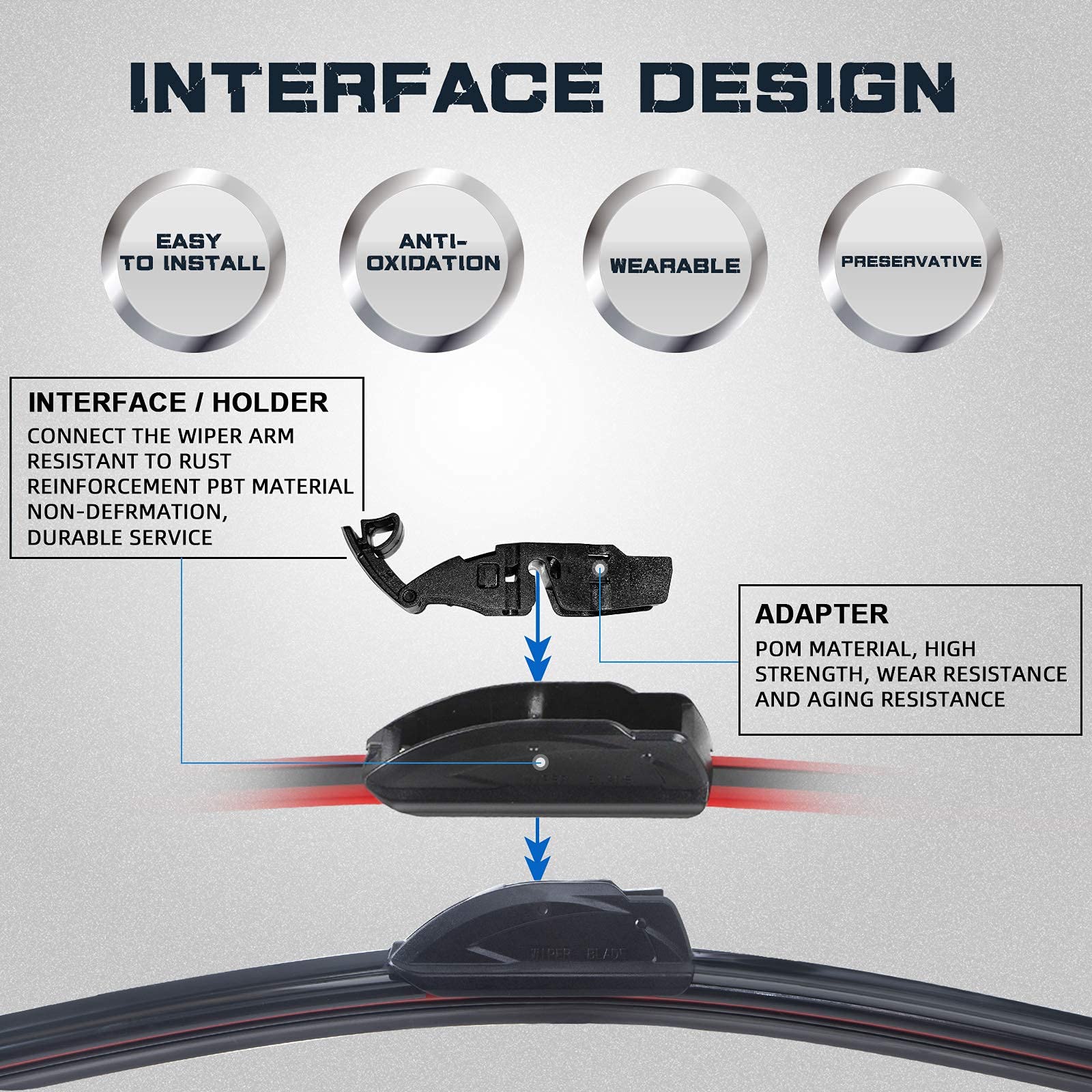 Autoboo 16''+14''+14'' Windshield Wiper Blade For Toyota Fj Cruiser 2014-2007 -Original Equipment Replacement (Pack Of 3)