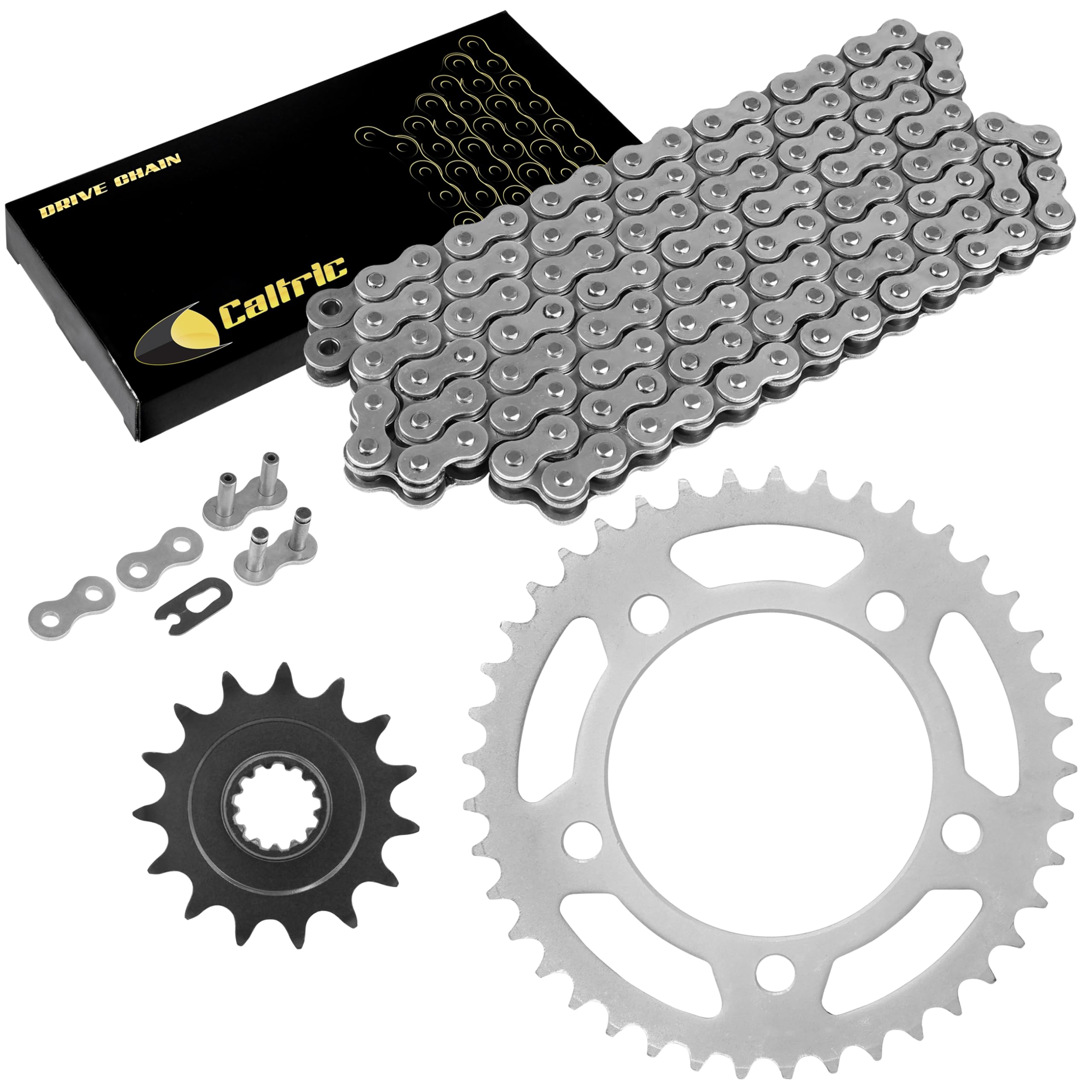 Caltric 40540-MGS-D31 41201-MGZ-D00 41201-MKP-J00 Drive Chain & Sprockets Compatible with Honda CB500 2013-2021 / CBR500R 2013-2