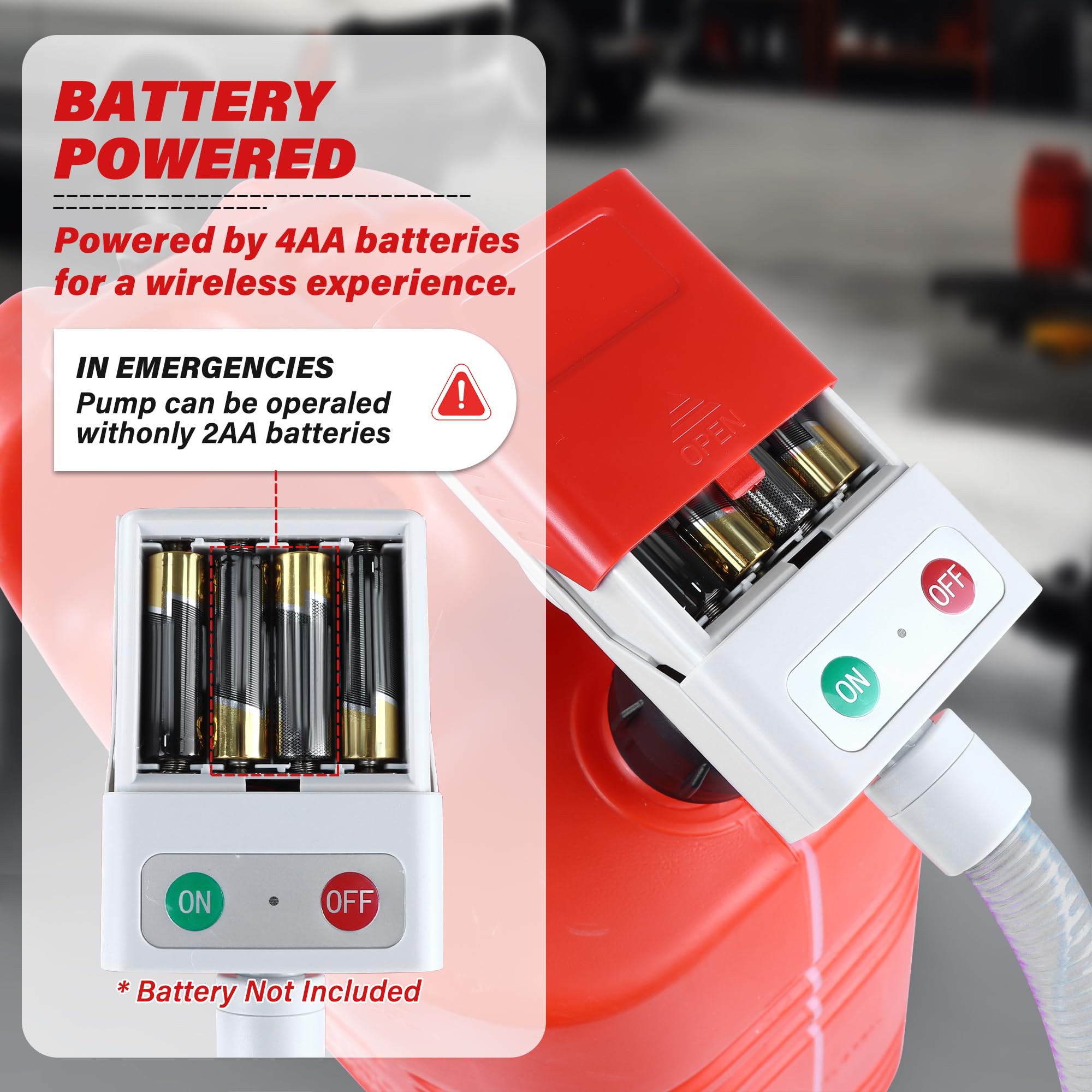 Fuel Transfer Pump, 3.8 Gpm, Auto-Stop Nozzle, 51-Inch Hose With 3 Tank Fittings, Battery-Powered Portable Siphon Pump For Oil,