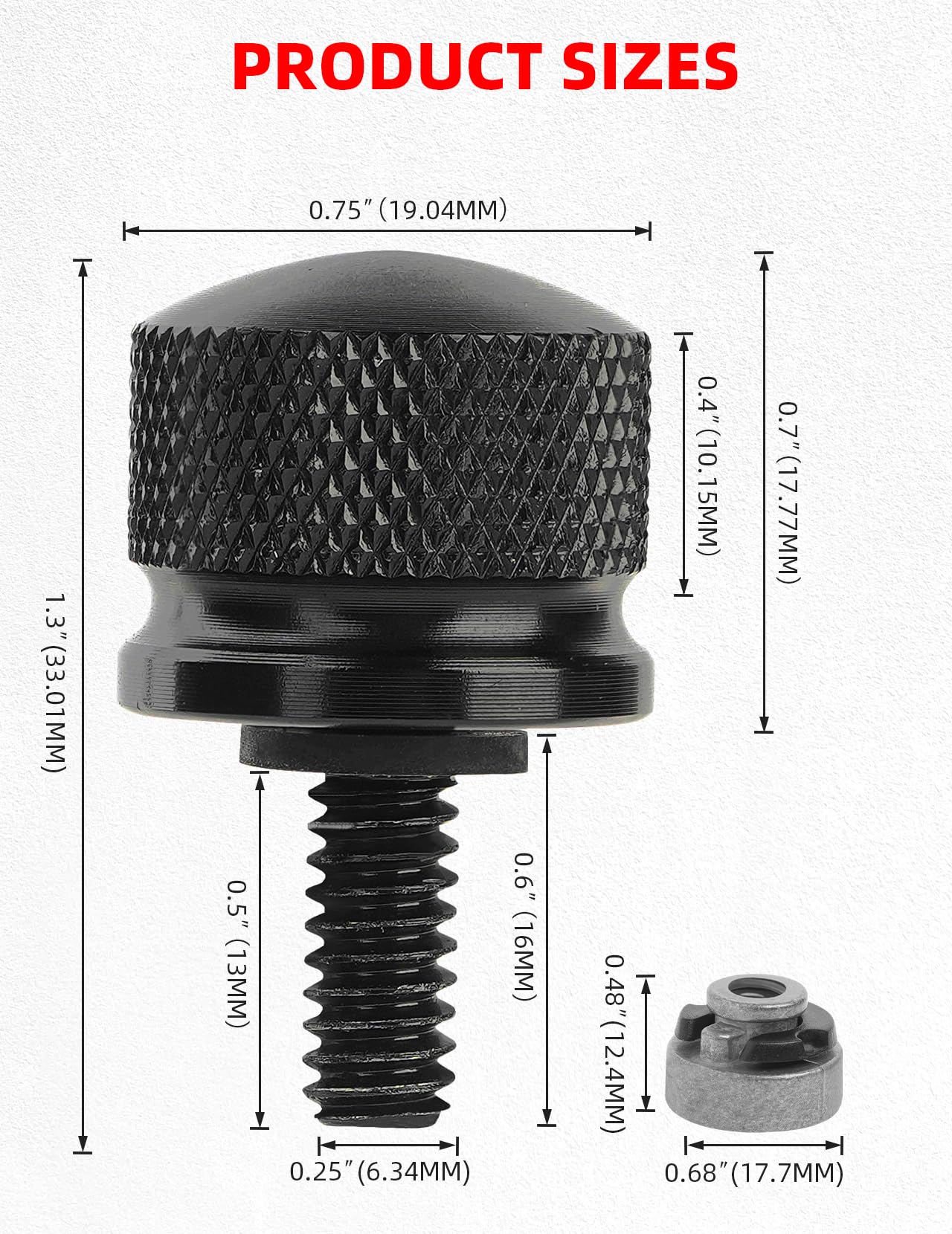 Amazicha Black Aluminium Seat Bolt Screw Nut Mount Kit Compatible For Harley Davidson Touring Sportster Softail Dyna 1996-2024