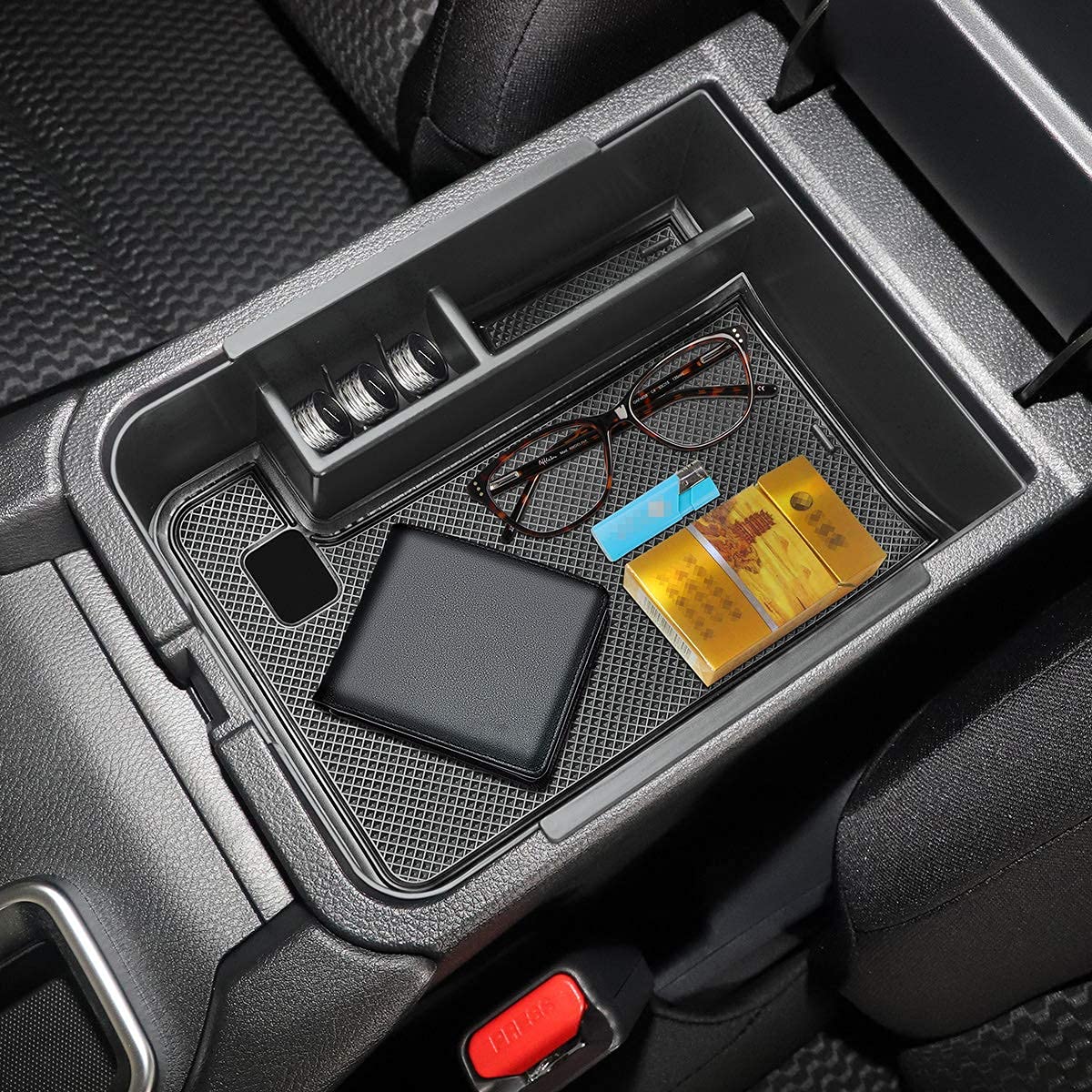 Auovo Center Console Organizer Tray For Sentra Accessories 2020 2021 2022 2023 2024 Abs Plastic Secondary Armrest Storage Glove Box With Coin Holder (Black)