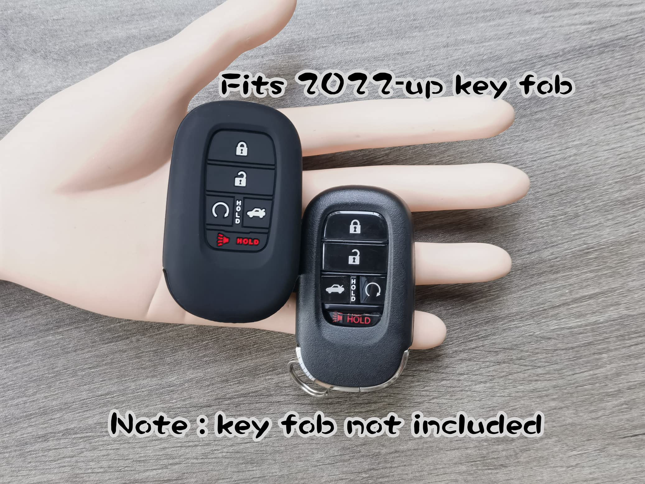 Runzuie 2Pcs 5 Buttons Silicone Smart Key Fob Cover For 2022 2023 Honda Accord Civic Pilot Hr-V Cr-V Sport Si Ex Ex-L Touring (B