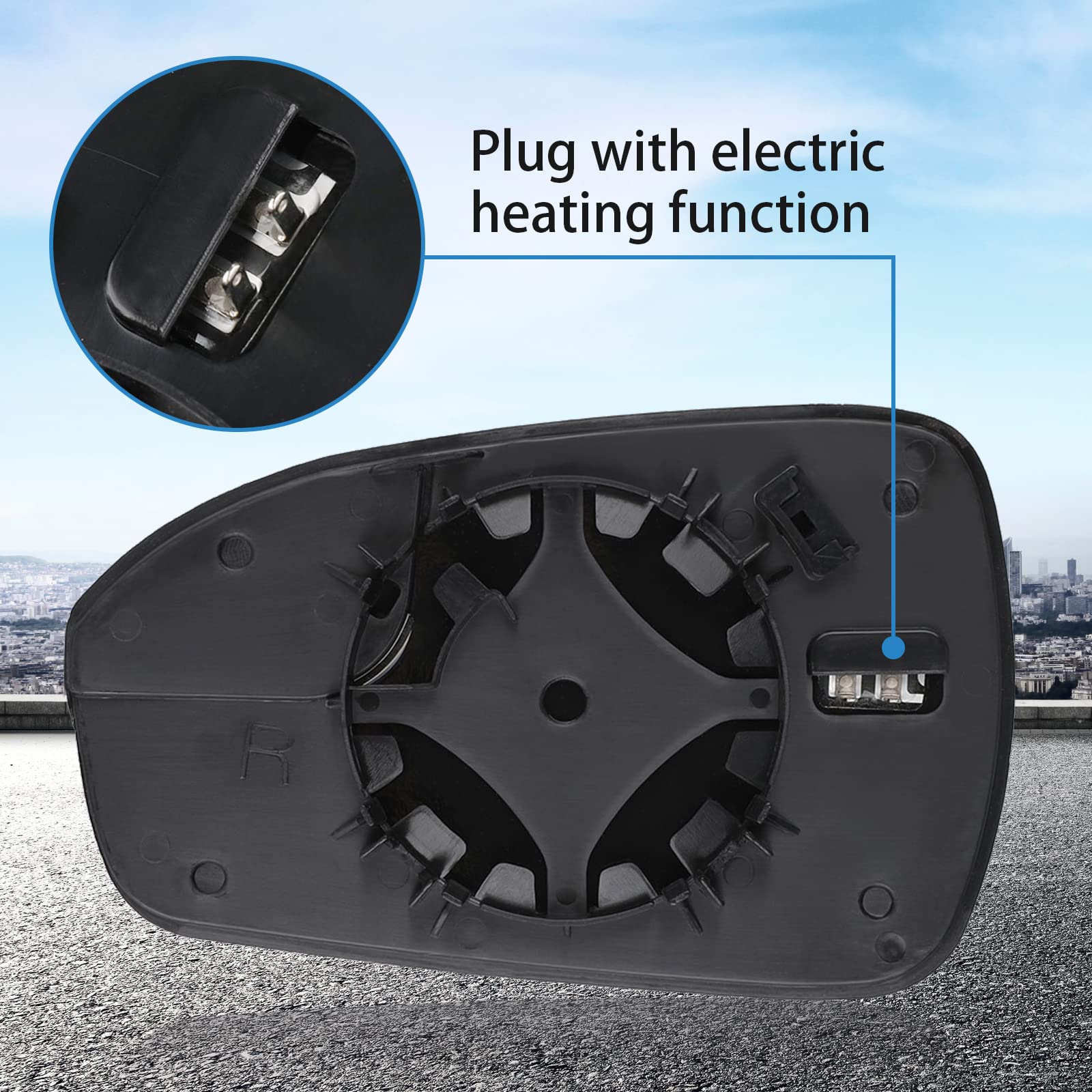 Tutor Auto Right Side Heated Mirror Glass Replacement for 2013-2020 Ford Fusion - Convex with Blind Spot - Replace DS7Z17K707B