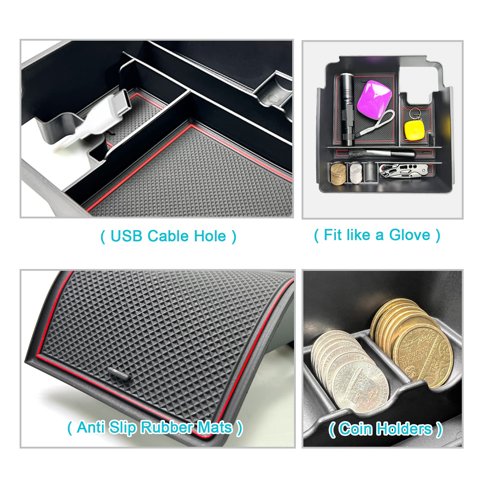 Cdefg For 2022 2023 2024 Frontier Pickup Truck Center Console Organizer Tray 2022-2024 Nisan Frontier Truck Armrest Tray Storage Box Tray Coin Container 2022 2023 2024 Frontier Truck Accessories