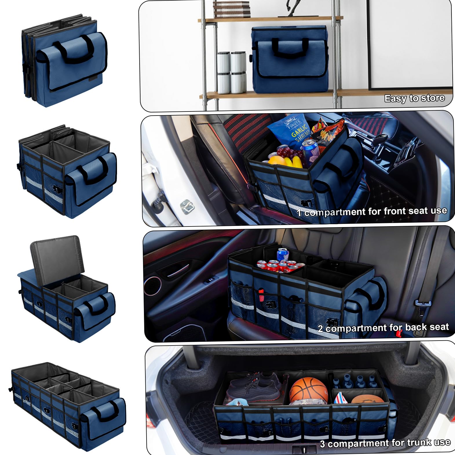 Gdnasist Car Trunk Organizer And Storage With Removable Leakproof Cooler Bag, 6 Removable Dividers For Custom Space, Collapsible