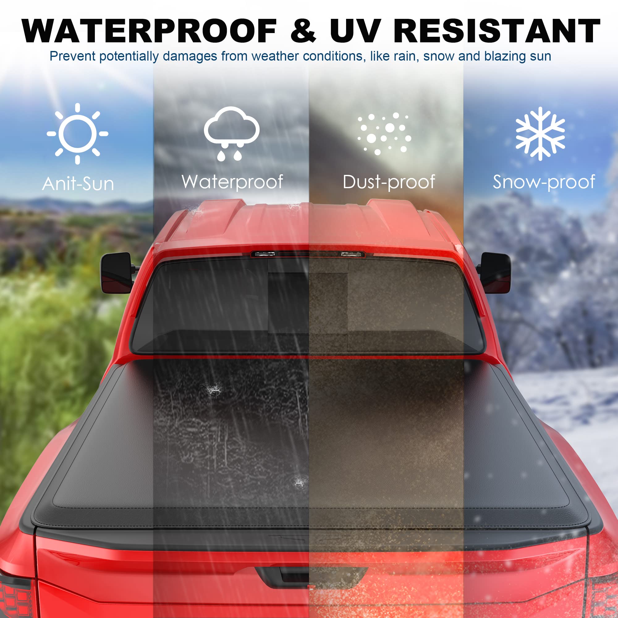 Mostplus Roll-Up Soft Vinyl Truck Bed Tonneau Cover Compatible For 2009-2025 Ford F150 F-150 Short Bed On Top (5.5 Ft Feed Bed)