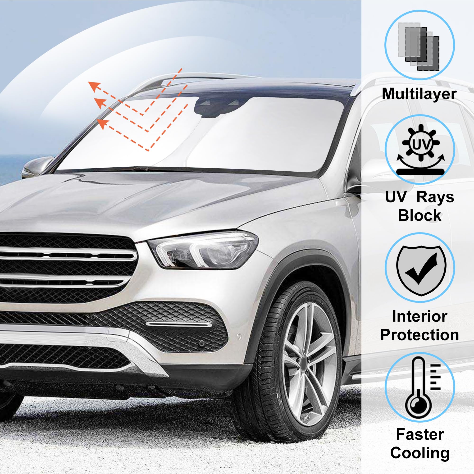 Windshield Sun Shade Compatible With 2020 2021 2022 2023 2024 2025 Mercedes Gle 350 450 Accessories Window Sunshade Sun Visor Pr