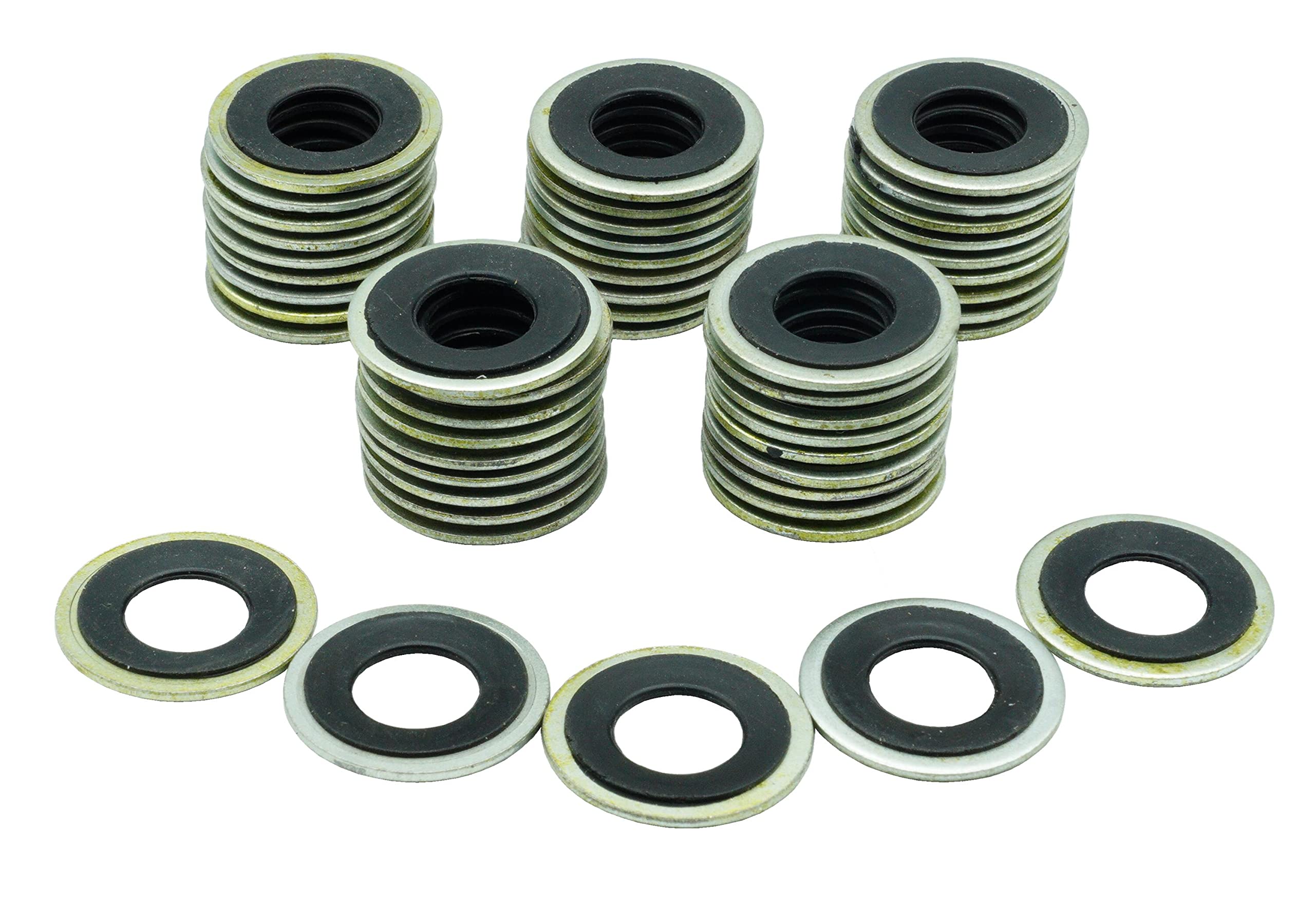 Dsnaduo 50 Pcs Metal/Rubber Drain Plug Gasket, Fits 1/2, M12, M12 So Replace 097-021,65274,365274,Gm 14079550,14090908,1625762,1