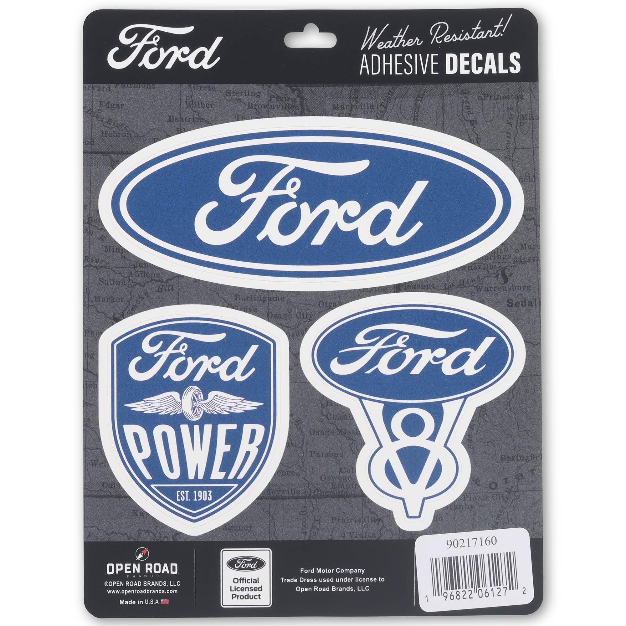 Ford Logo Adhesive Vinyl Decals - Set of Ford Stickers for Car, Window, Water Bottle or Laptop, 1 Pack (3 Count)