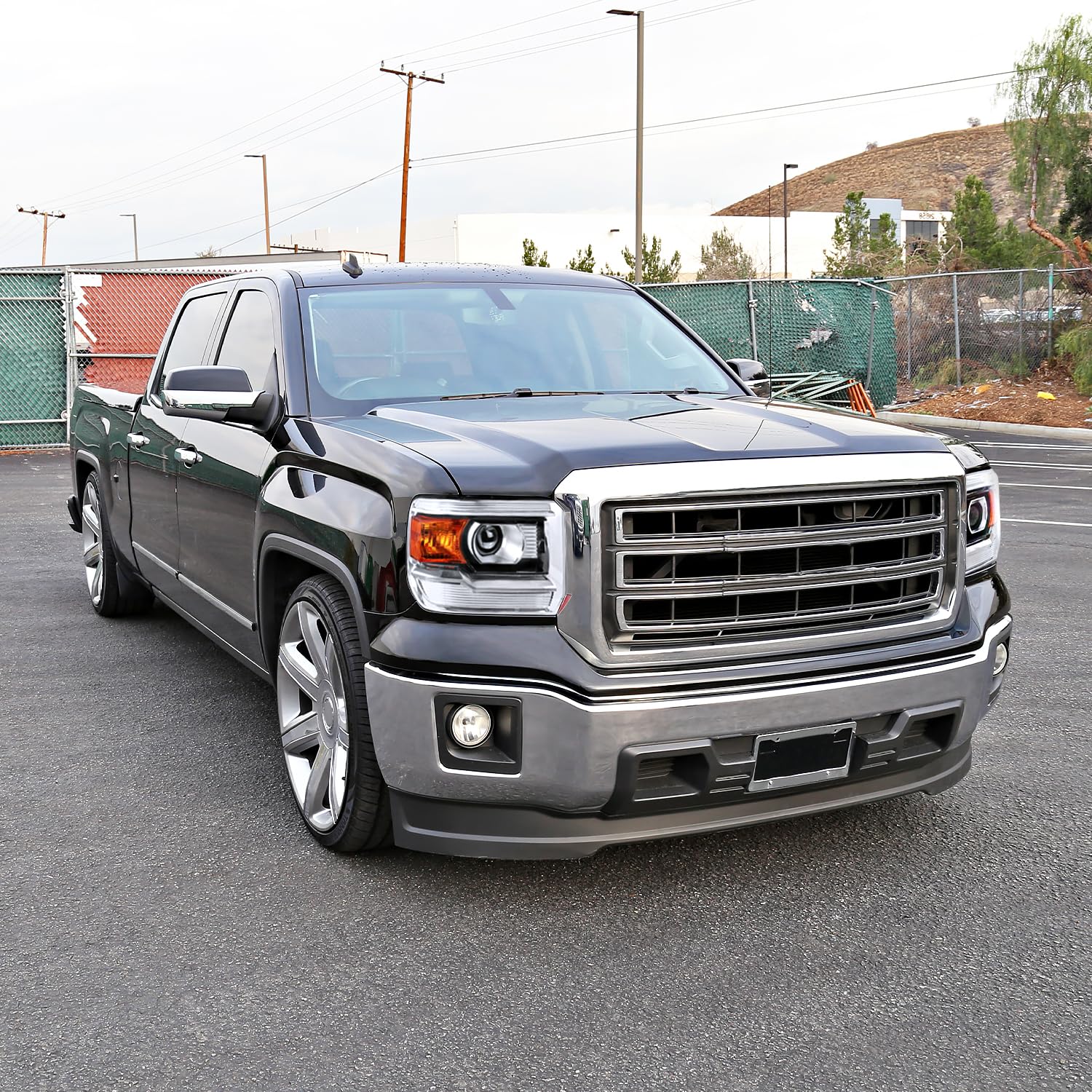 SPEC-D TUNING Chrome Housing Clear Lens Projector Passenger Right Side Headlight Compatible with 2014-2015 GMC Sierra 1500/2500/3500HD Base/Denali/SLE/SLT