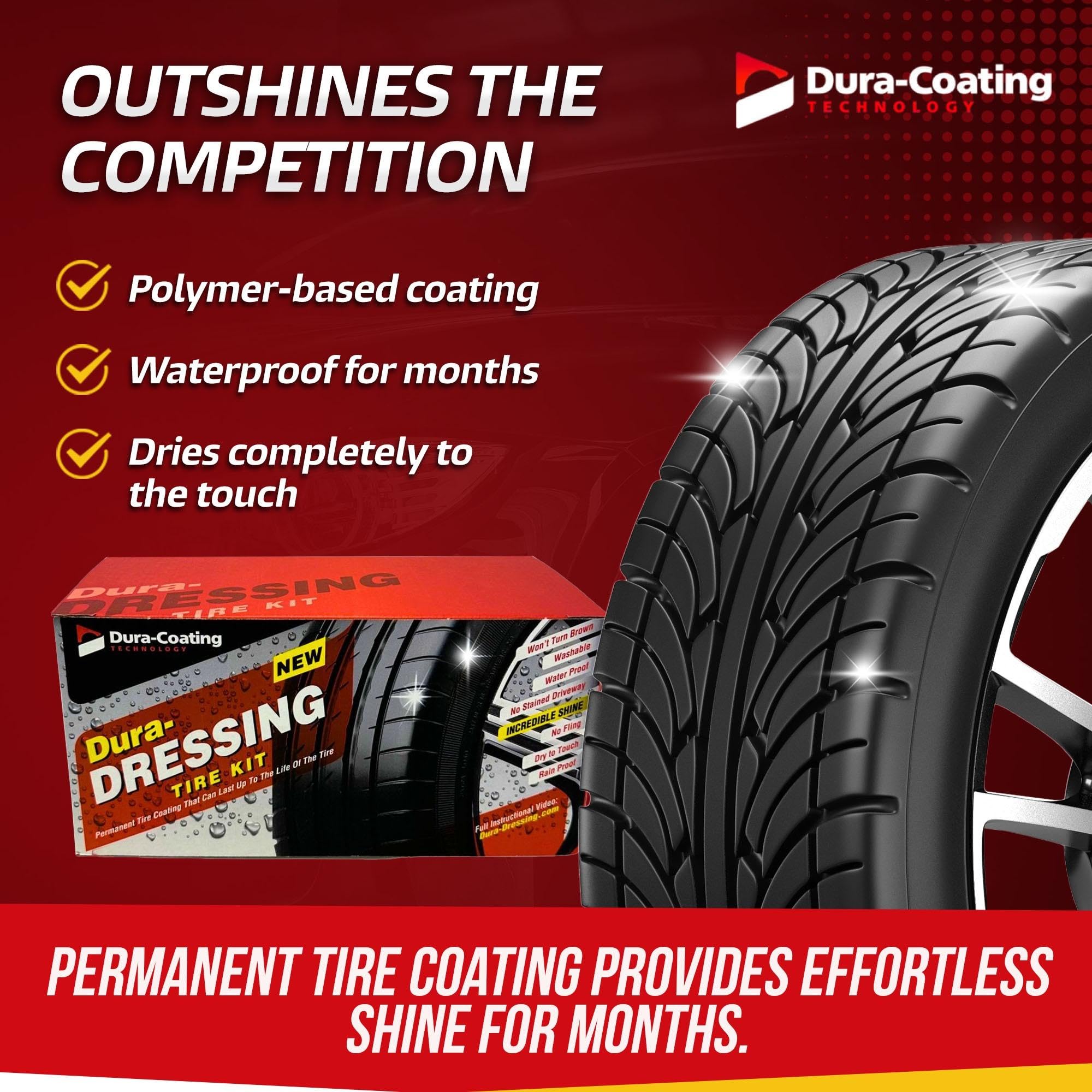 Dura-Coating Technology, Dressing Total Tire Kit - Single Size Car Kit - Tire Dressing, Cleaning And Restoration Kit For Cars -