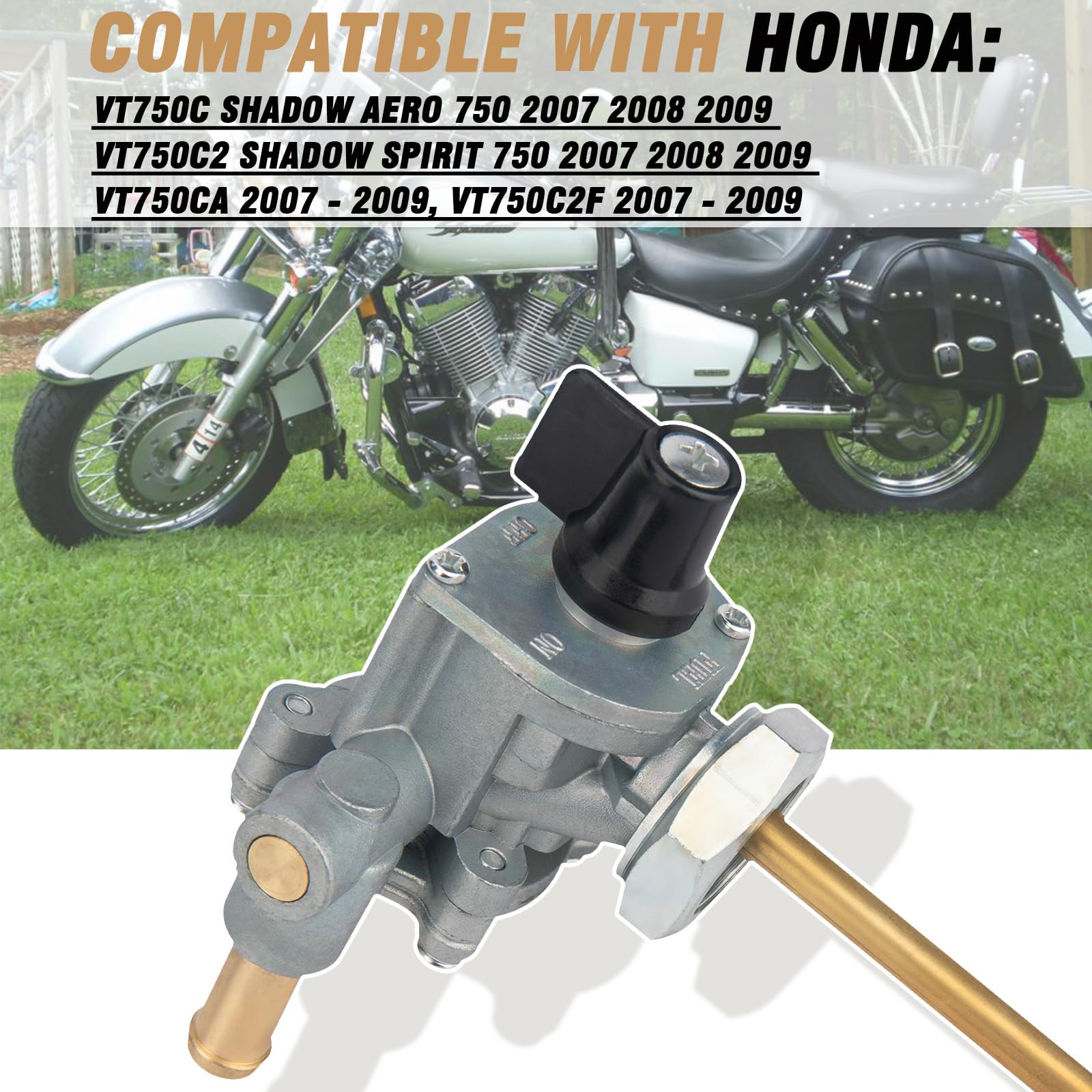 VT750C Fuel Petcock Valve Gas Tank Switch for Honda Shadow Aero VT750CA VT750C2 VT750C2F 2007-2009 replace 16950-MEG-023 by TOPE