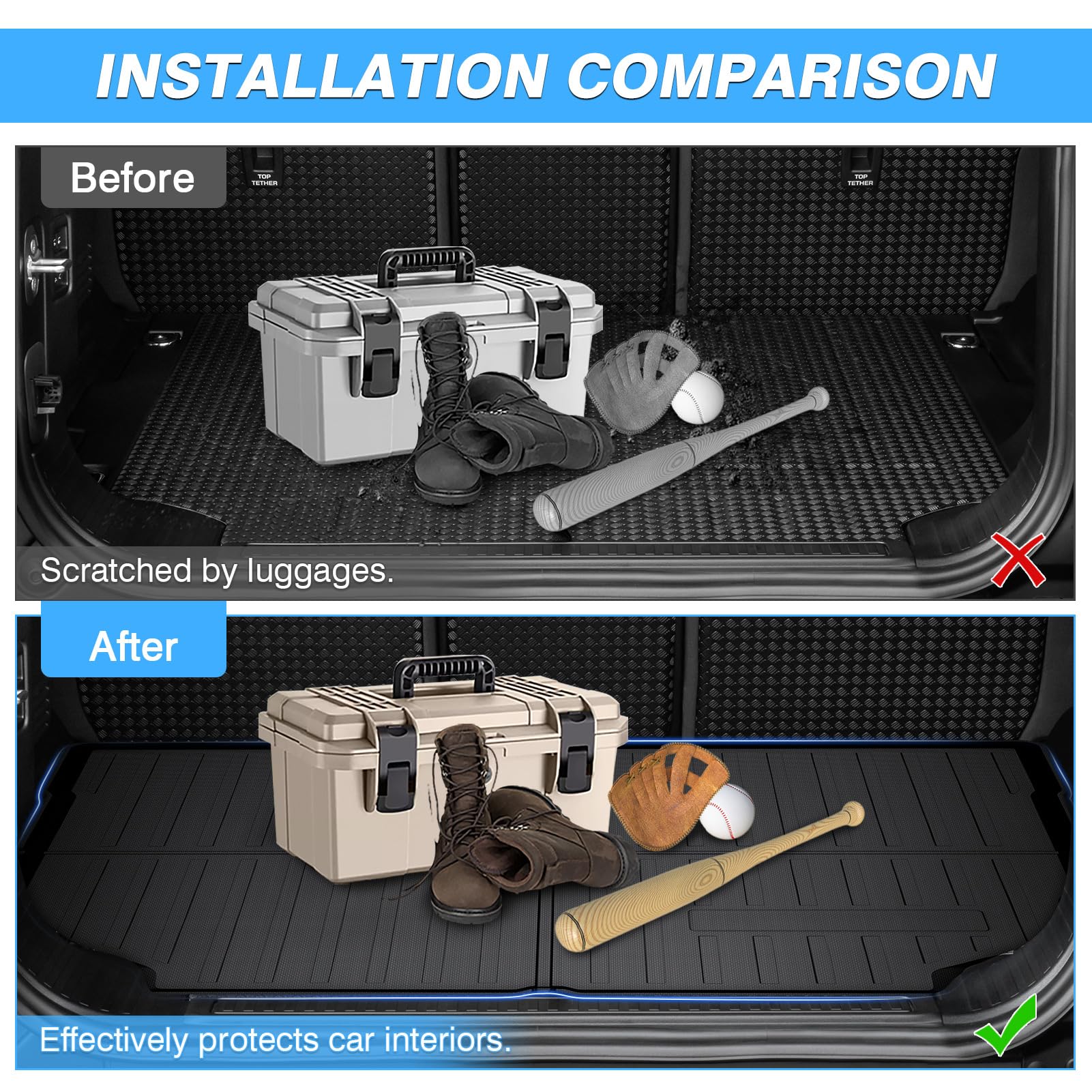 Powerty Trunk Mat For 2020-2025 Land Rover Defender 110 Accessories Cargo Mats Tpe All Weather Cargo Liner Heavy-Duty Trunk Line