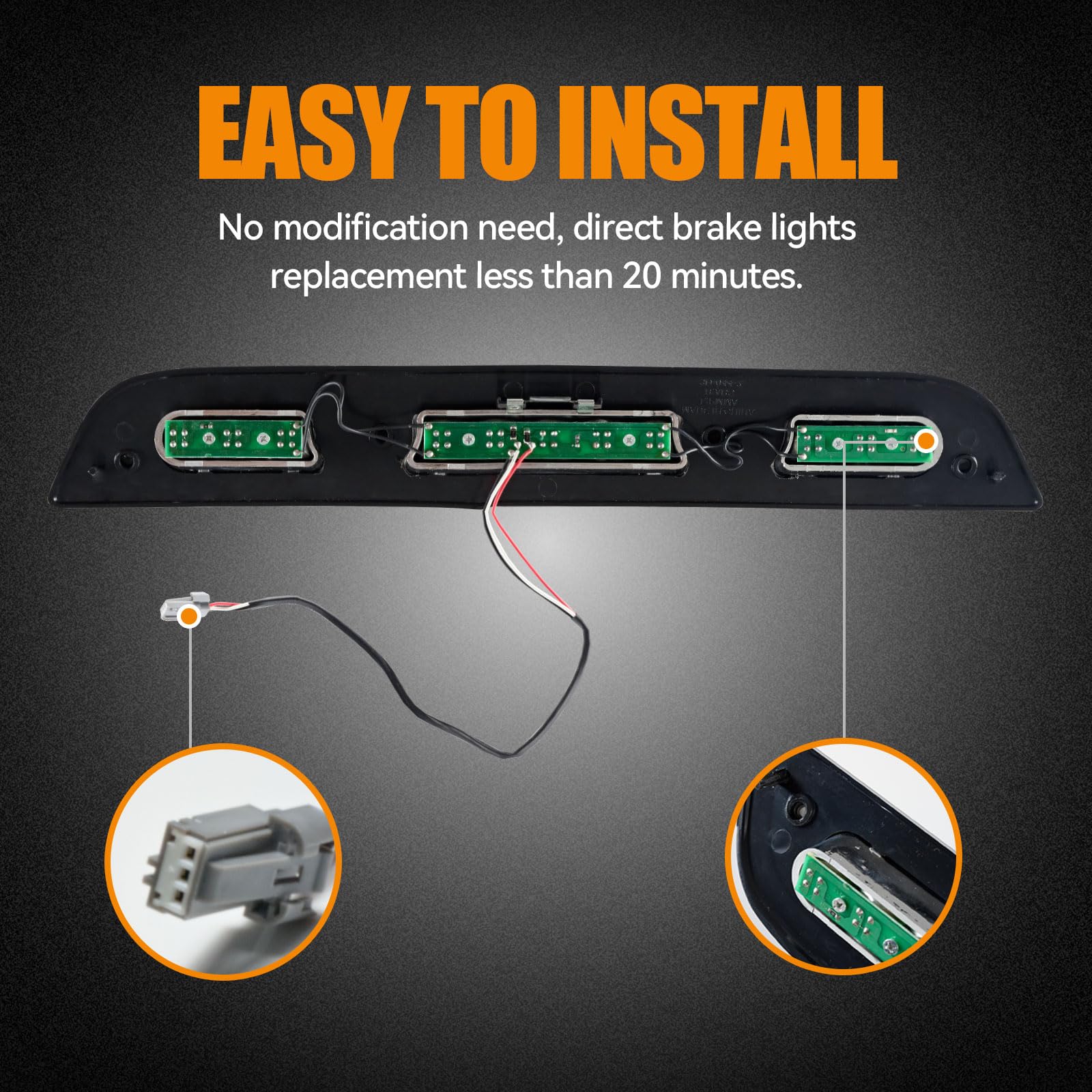 Cxdar Third 3Rd Brake Light Led For 2015-2020 Ford F150, High Mount Rear Brake Lights Assembly For 2017-2020 F250/F350/F450 Supe