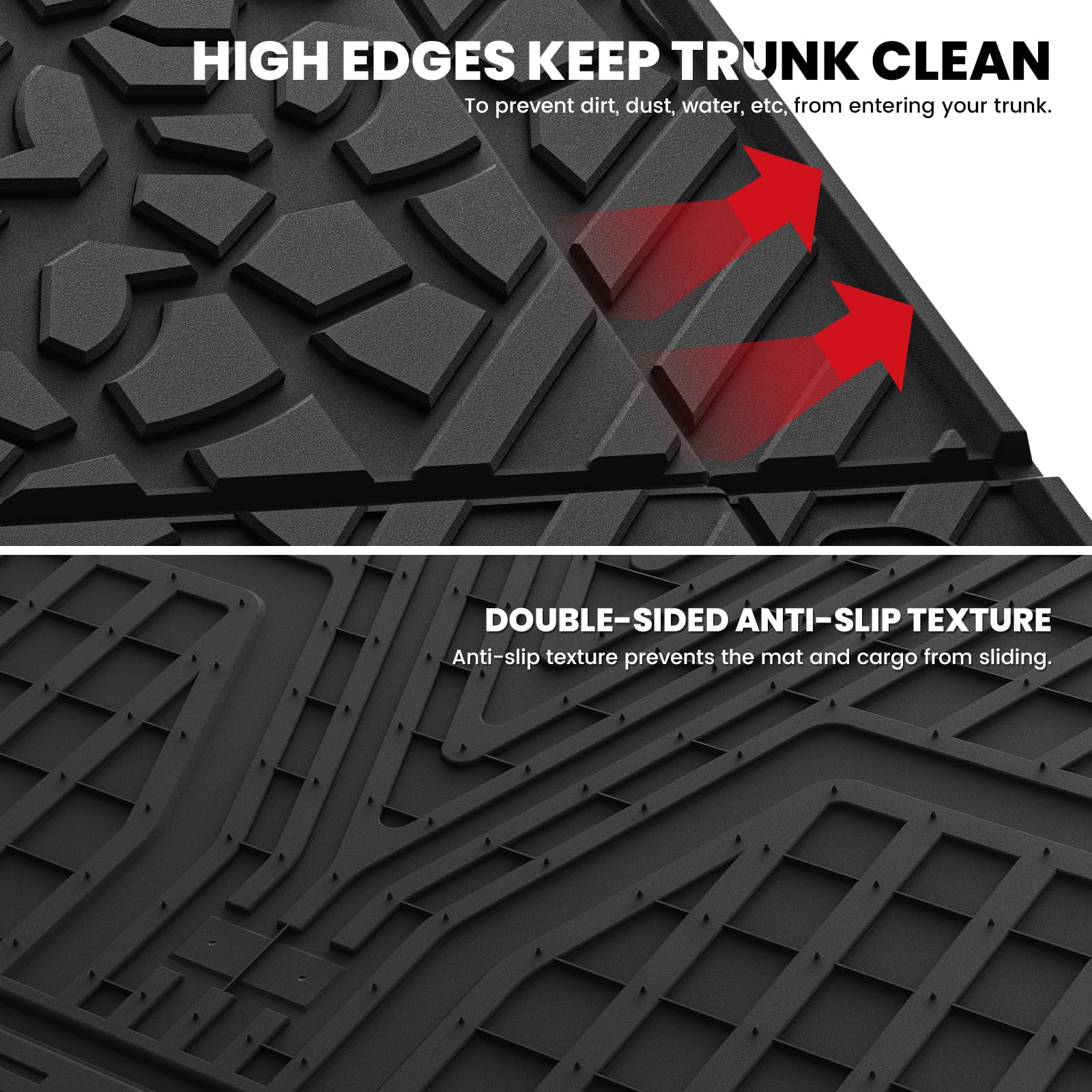 Lasfit Trunk Mat For Jeep Wrangler Unlimited 4Xe 2021-2024 2025 4 Door With Subwoofer, All Weather Tpe Custom Fit Cargo Mat Trun