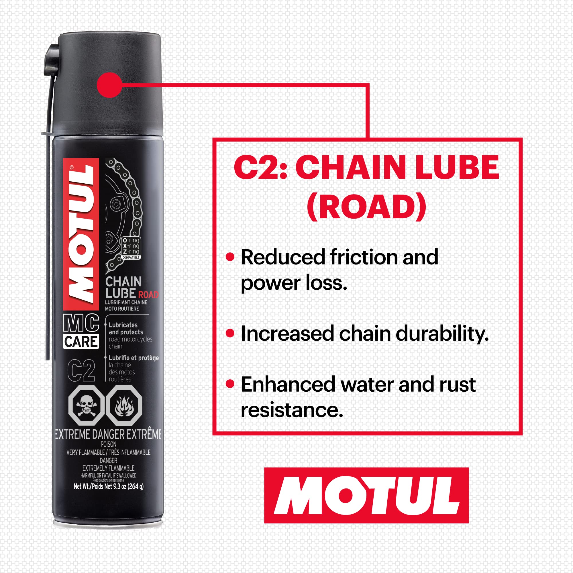 Motul 109767 Motorcycle Chain Clean Lube Kit C1 C2 Complete Mc Care System Road Street