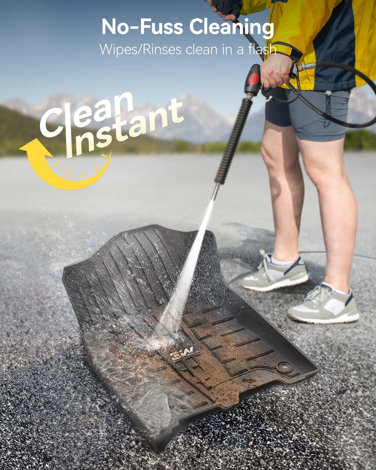 3W Floor Mats For 2019-2024 2025 Ram 2500/3500 Crew Cab With Bucket Seat (Not For Pto Kit Models), All Weather Tpe Custom Fit Do